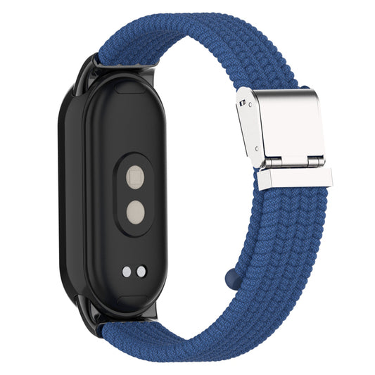 Uniqkart for Xiaomi Smart Band 8 Braided Nylon Watch Band Adjustable Buckle Elastic Strap - Dark Blue