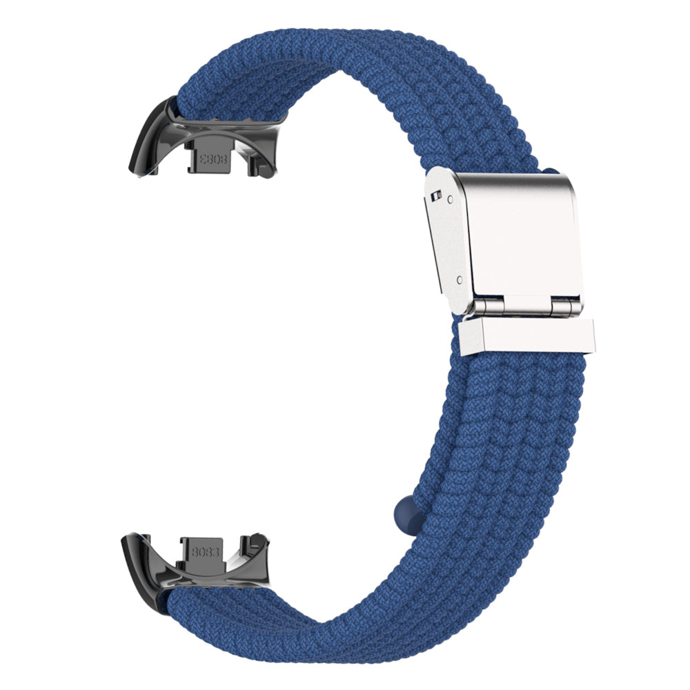 Uniqkart for Xiaomi Smart Band 8 Braided Nylon Watch Band Adjustable Buckle Elastic Strap - Dark Blue