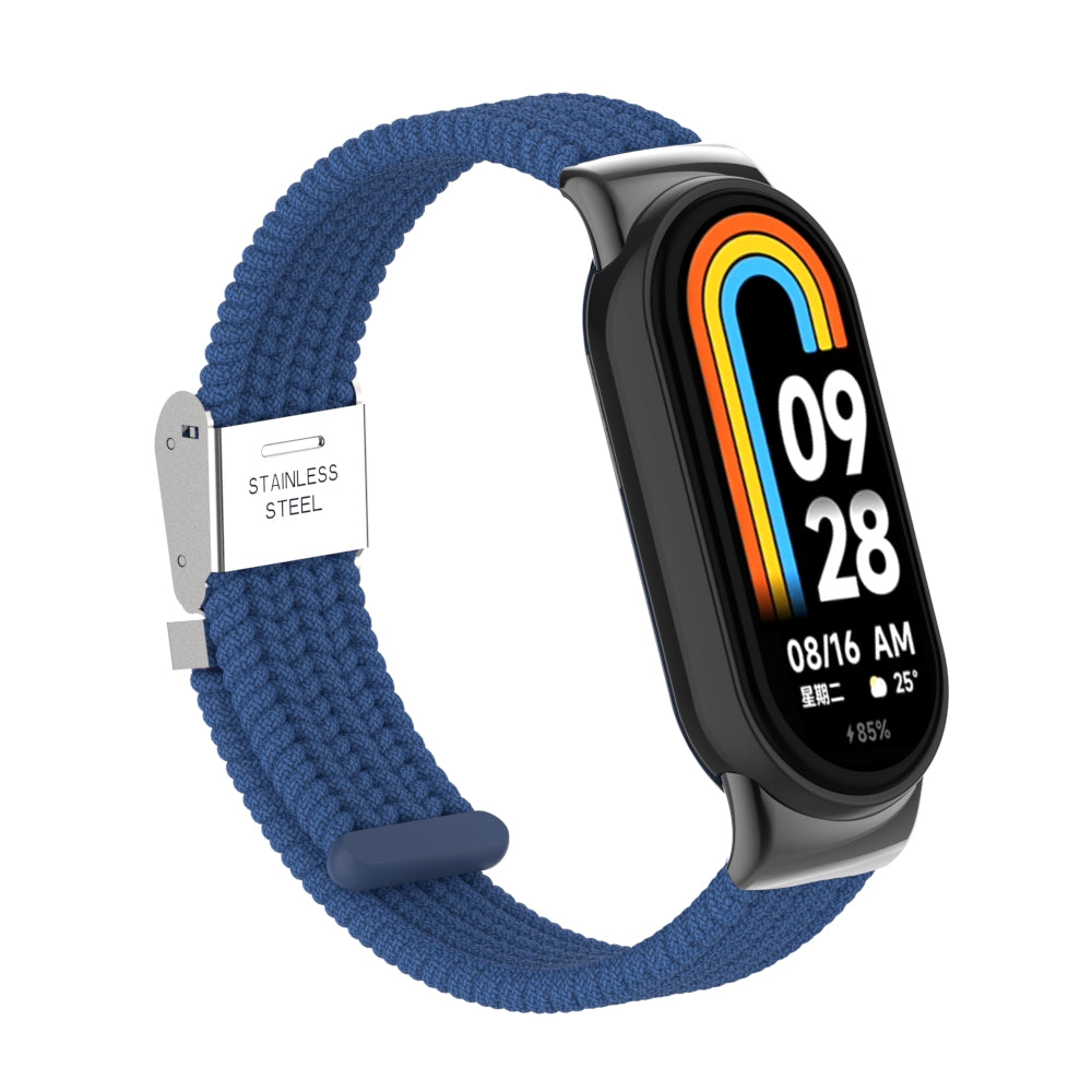 Uniqkart for Xiaomi Smart Band 8 Braided Nylon Watch Band Adjustable Buckle Elastic Strap - Dark Blue