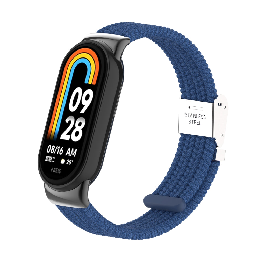 Uniqkart for Xiaomi Smart Band 8 Braided Nylon Watch Band Adjustable Buckle Elastic Strap - Dark Blue