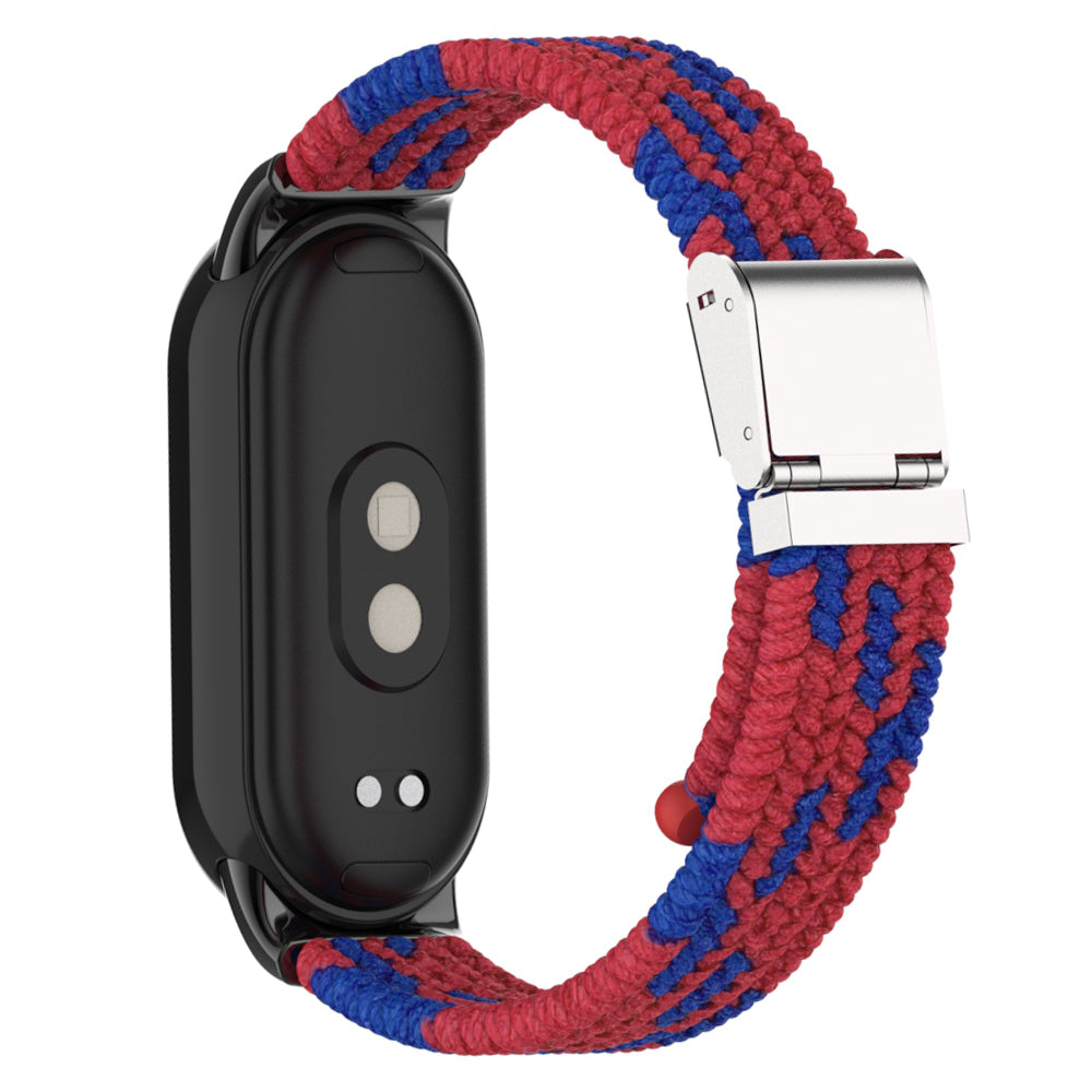 Uniqkart for Xiaomi Smart Band 8 Braided Nylon Watch Band Adjustable Buckle Elastic Strap - Red / Blue