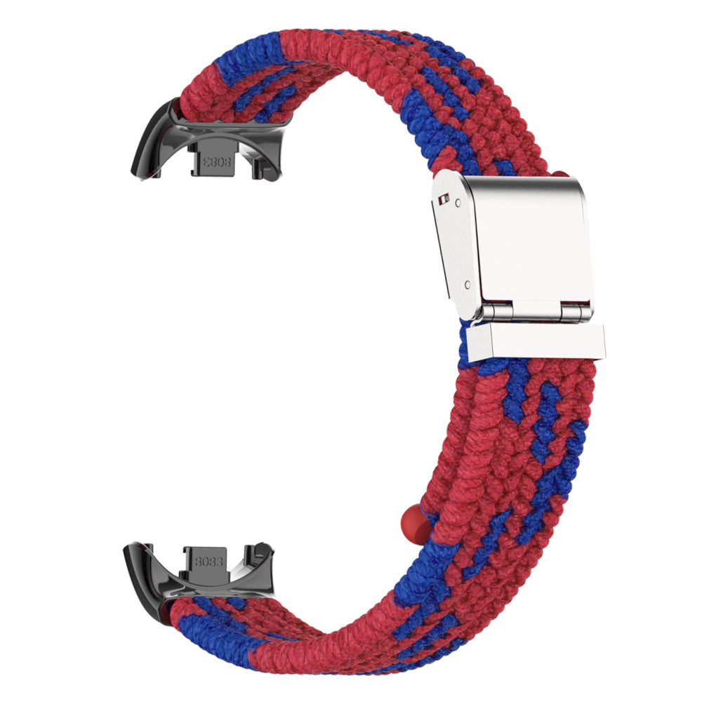 Uniqkart for Xiaomi Smart Band 8 Braided Nylon Watch Band Adjustable Buckle Elastic Strap - Red / Blue