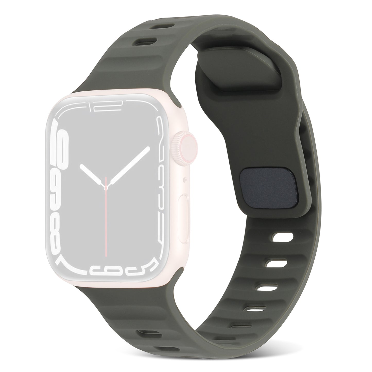 Uniqkart for Apple Watch Series 8 7 41mm / 6 5 4 SE (2022) SE 40mm / 3 2 1 38mm Watch Strap Silicone Wrist Band with Square Buckle - Blackish Green