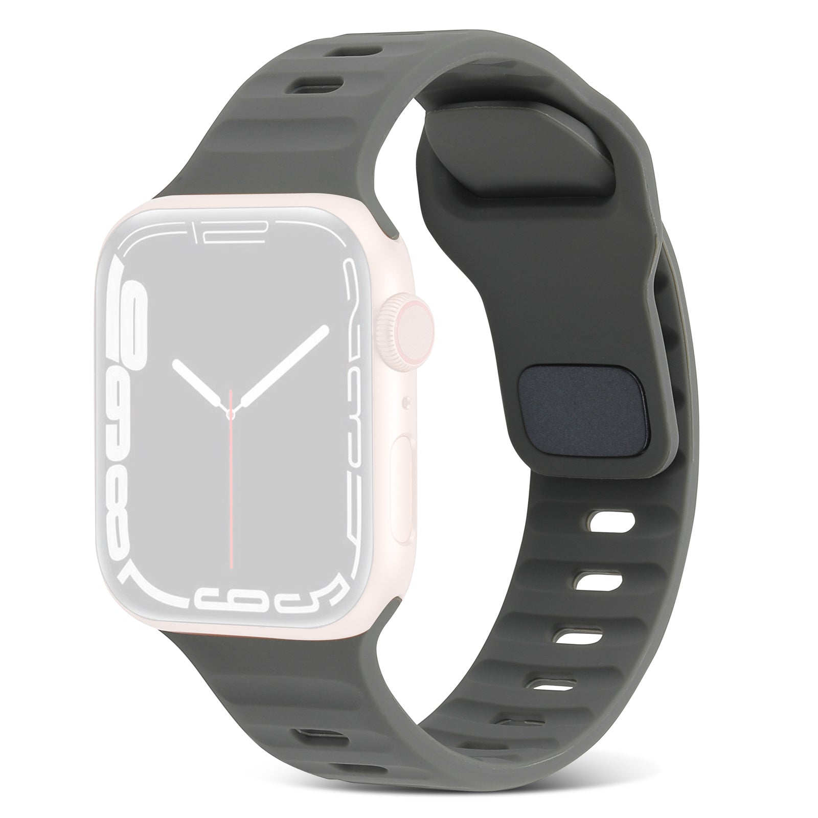 Uniqkart for Apple Watch Series 8 7 41mm / 6 5 4 SE (2022) SE 40mm / 3 2 1 38mm Watch Strap Silicone Wrist Band with Square Buckle - Dark Grey