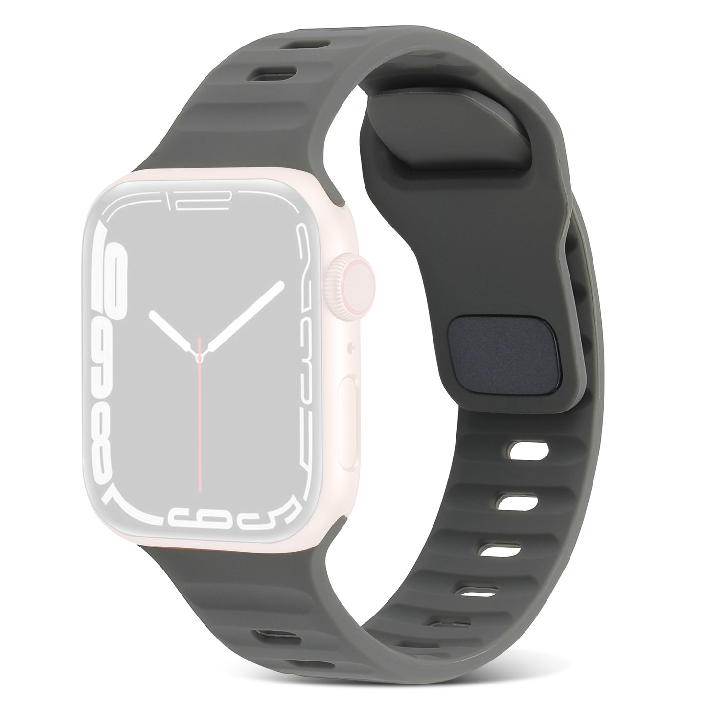 Uniqkart for Apple Watch Series 8 7 41mm / 6 5 4 SE (2022) SE 40mm / 3 2 1 38mm Watch Strap Silicone Wrist Band with Square Buckle - Dark Grey