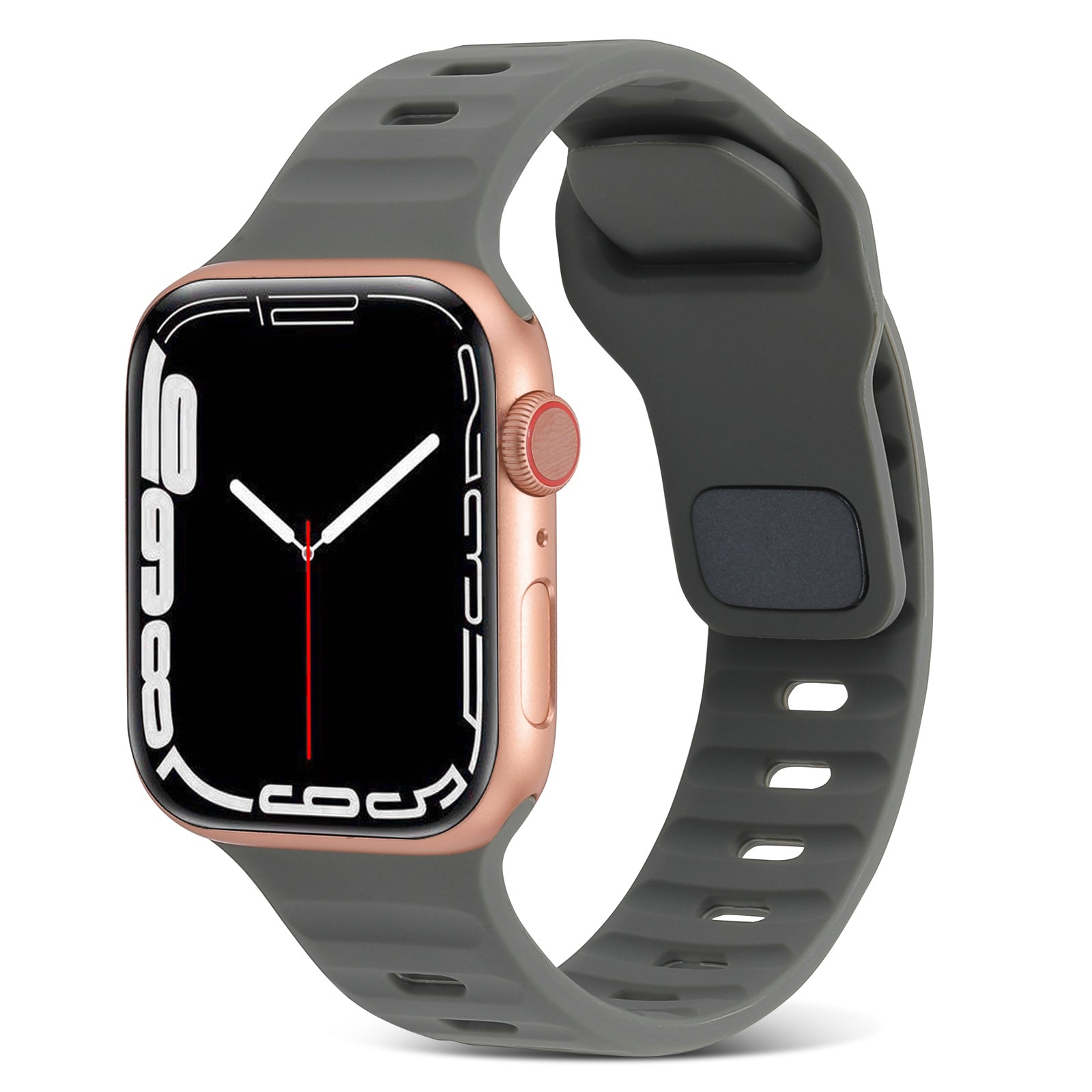 Uniqkart for Apple Watch Series 8 7 41mm / 6 5 4 SE (2022) SE 40mm / 3 2 1 38mm Watch Strap Silicone Wrist Band with Square Buckle - Dark Grey