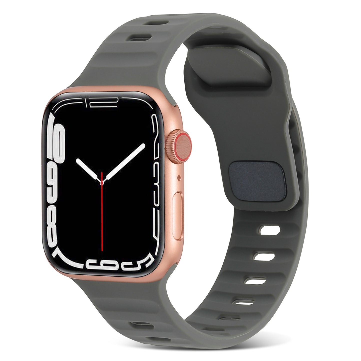 Uniqkart for Apple Watch Series 8 7 41mm / 6 5 4 SE (2022) SE 40mm / 3 2 1 38mm Watch Strap Silicone Wrist Band with Square Buckle - Dark Grey