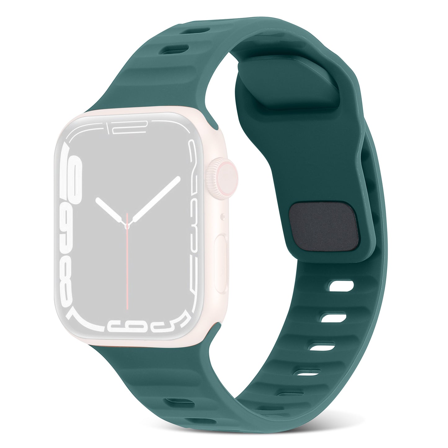 Uniqkart for Apple Watch Series 8 7 41mm / 6 5 4 SE (2022) SE 40mm / 3 2 1 38mm Watch Strap Silicone Wrist Band with Square Buckle - Green