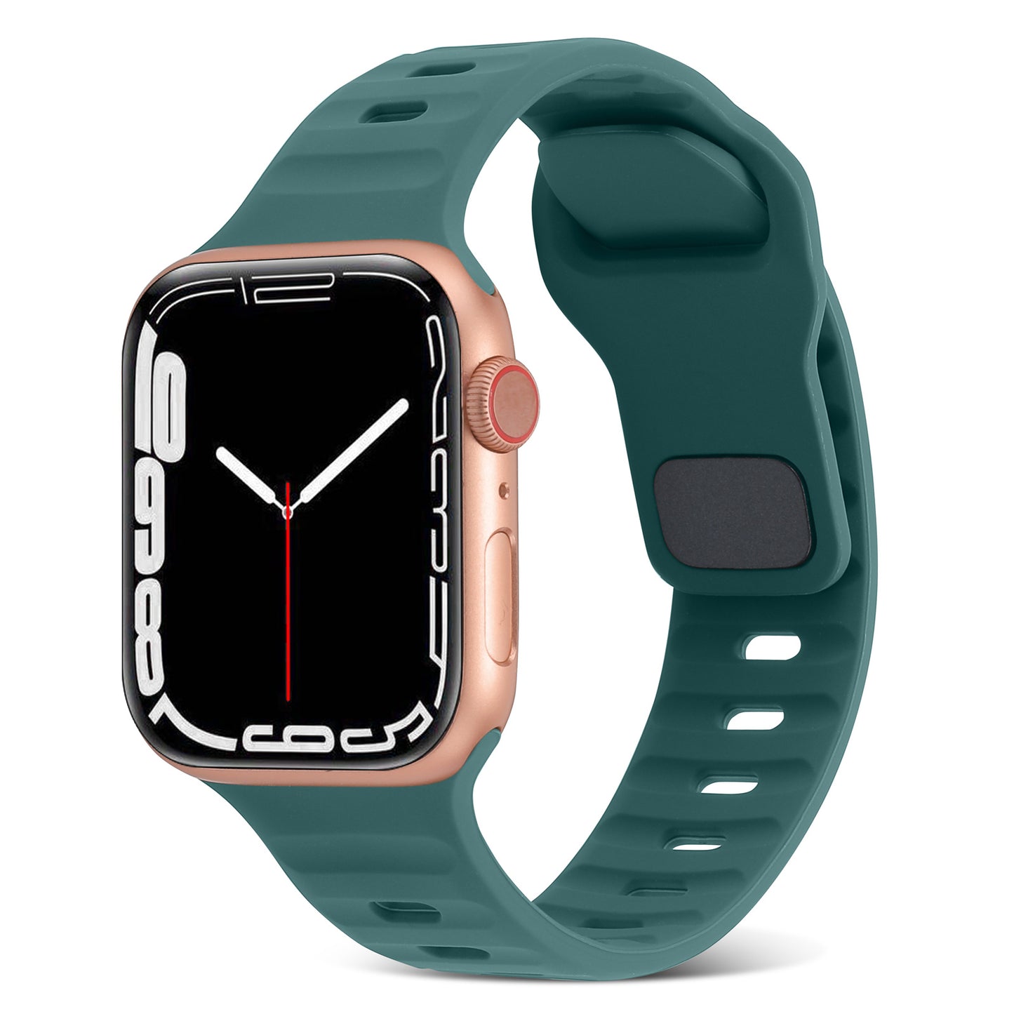 Uniqkart for Apple Watch Series 8 7 41mm / 6 5 4 SE (2022) SE 40mm / 3 2 1 38mm Watch Strap Silicone Wrist Band with Square Buckle - Green
