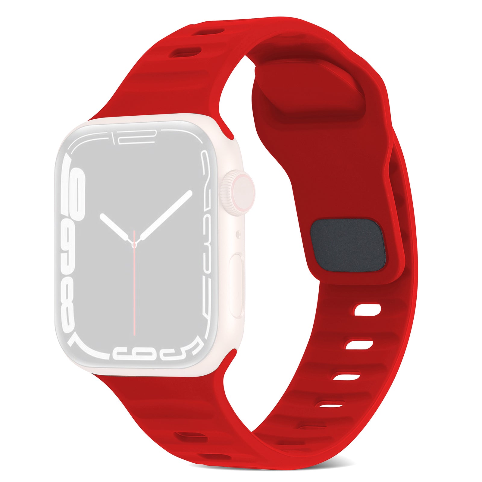 Uniqkart for Apple Watch Ultra 49mm / Series 8 7 45mm / 6 5 4 SE (2022) SE 44mm / 3 2 1 42mm Watchband Silicone Watch Strap with Square Buckle - Red