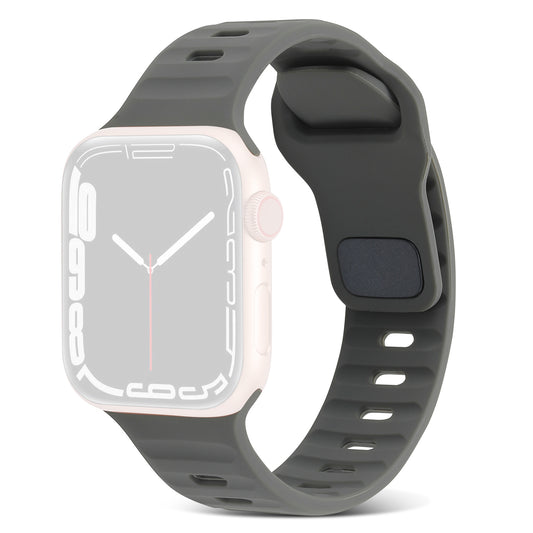 Uniqkart for Apple Watch Ultra 49mm / Series 8 7 45mm / 6 5 4 SE (2022) SE 44mm / 3 2 1 42mm Watchband Silicone Watch Strap with Square Buckle - Dark Grey