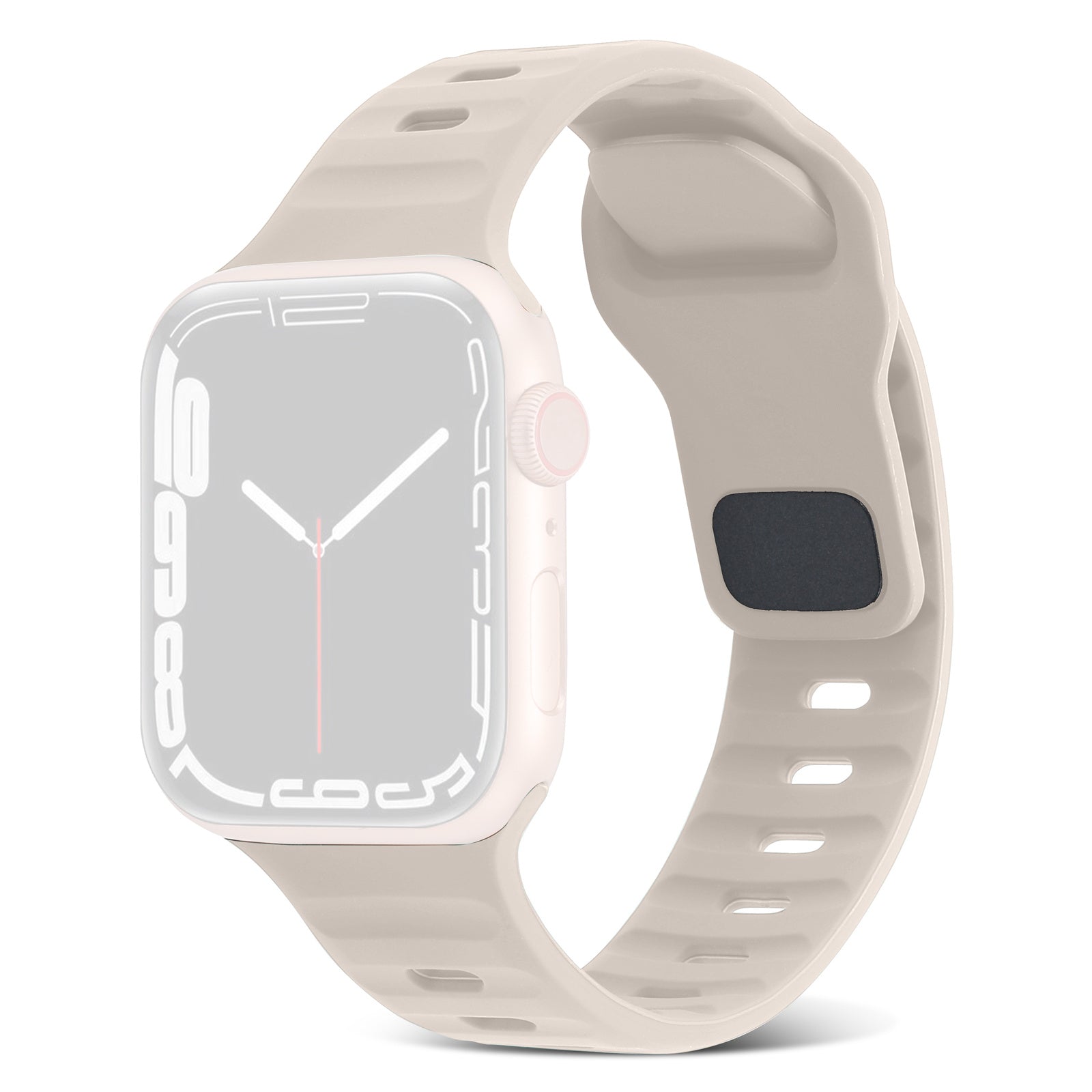 Uniqkart for Apple Watch Ultra 49mm / Series 8 7 45mm / 6 5 4 SE (2022) SE 44mm / 3 2 1 42mm Watchband Silicone Watch Strap with Square Buckle - Starlight