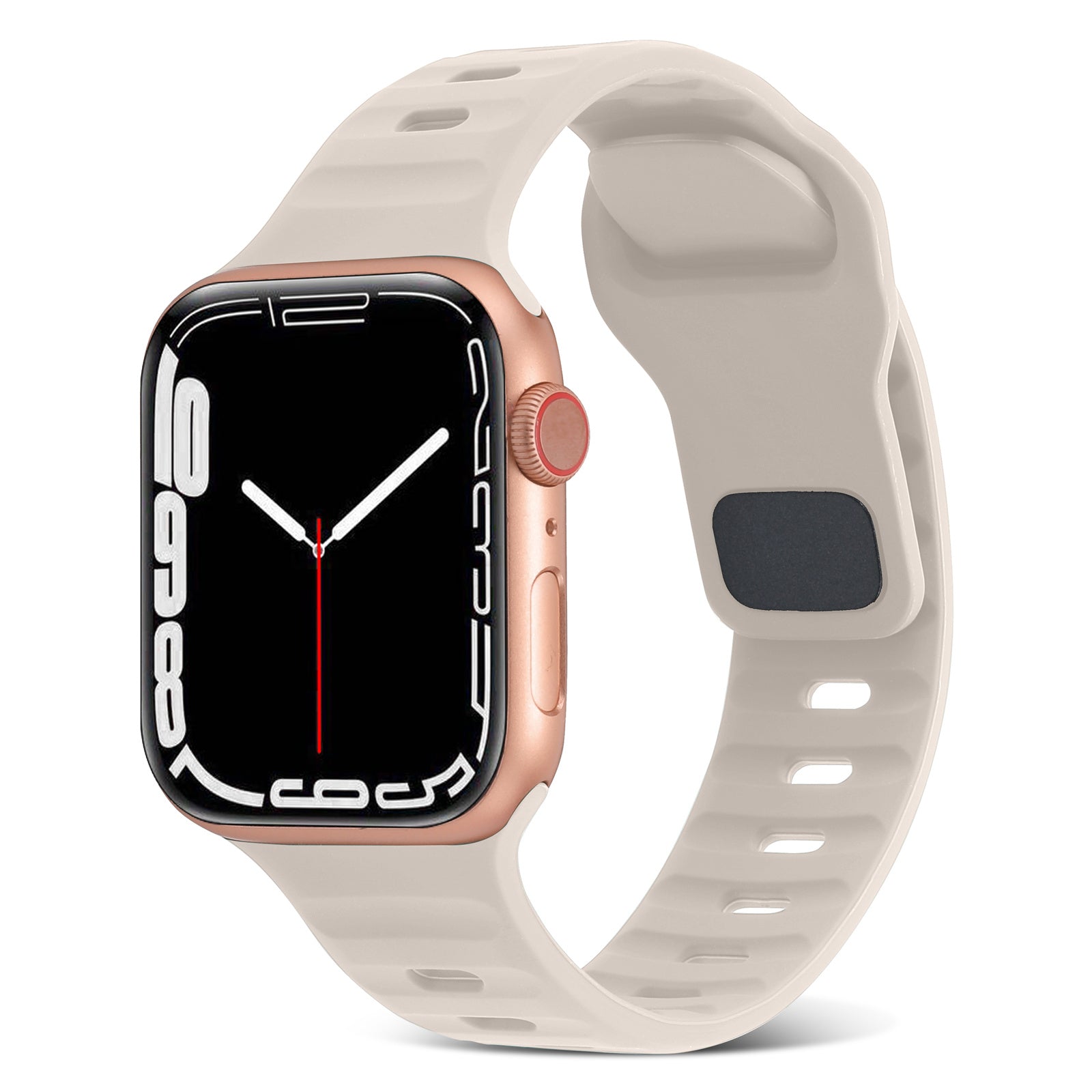 Uniqkart for Apple Watch Ultra 49mm / Series 8 7 45mm / 6 5 4 SE (2022) SE 44mm / 3 2 1 42mm Watchband Silicone Watch Strap with Square Buckle - Starlight