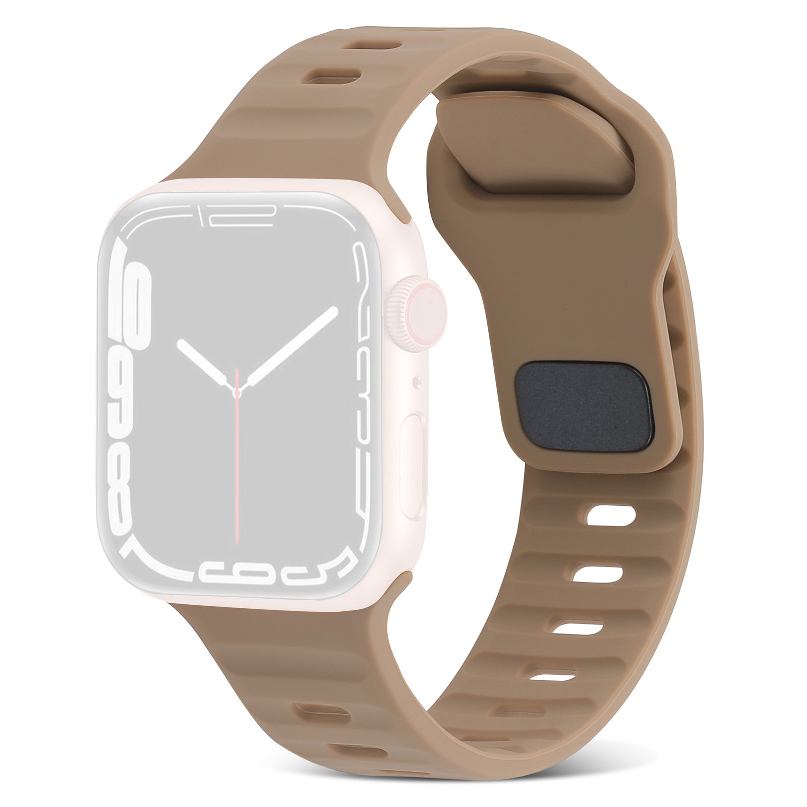 Uniqkart for Apple Watch Ultra 49mm / Series 8 7 45mm / 6 5 4 SE (2022) SE 44mm / 3 2 1 42mm Watchband Silicone Watch Strap with Square Buckle - Brown