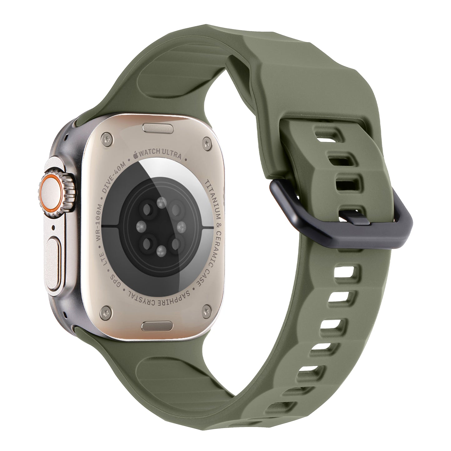 Uniqkart for Apple Watch Ultra 49mm / Series 8 7 45mm / 6 5 4 SE (2022) SE 44mm / 3 2 1 42mm Wave Surface Watch Band Silicone Watch Strap - Midnight Green