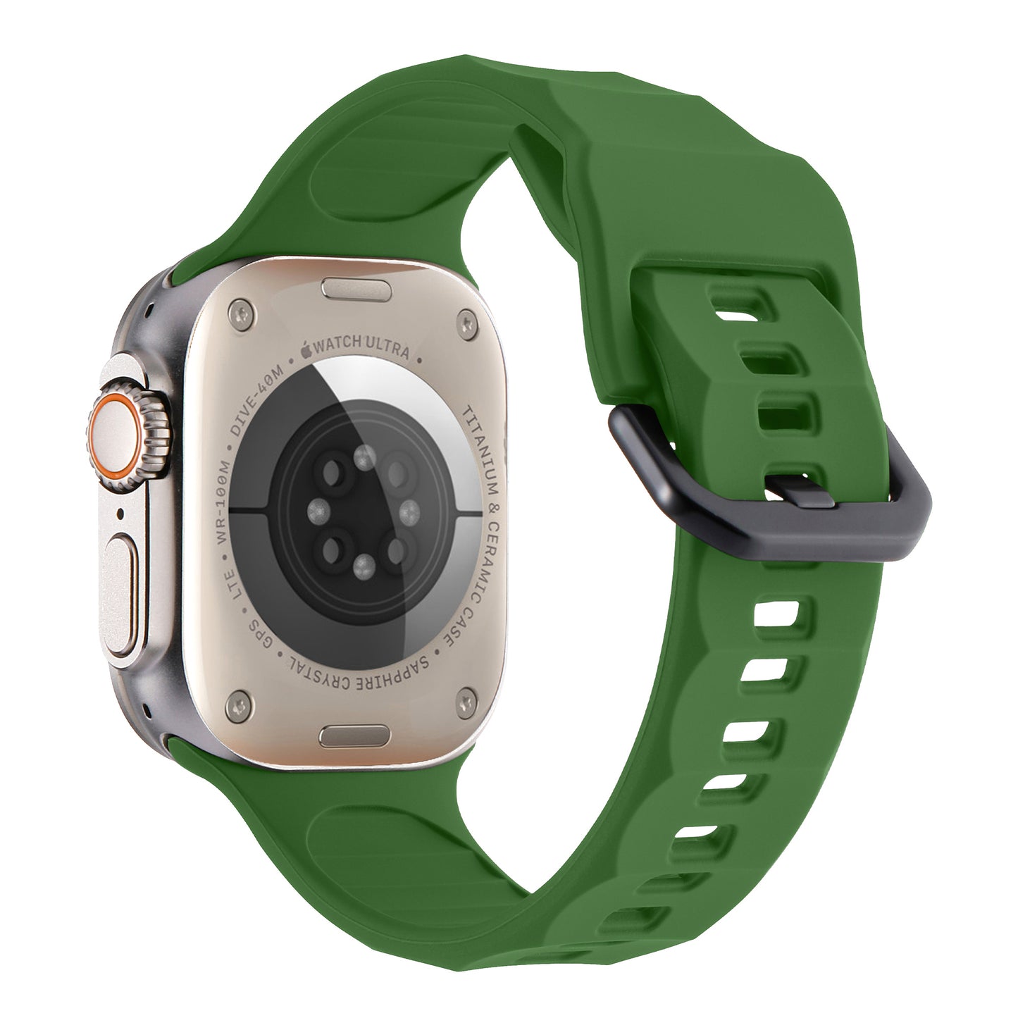 Uniqkart for Apple Watch Ultra 49mm / Series 8 7 45mm / 6 5 4 SE (2022) SE 44mm / 3 2 1 42mm Wave Surface Watch Band Silicone Watch Strap - Army Green