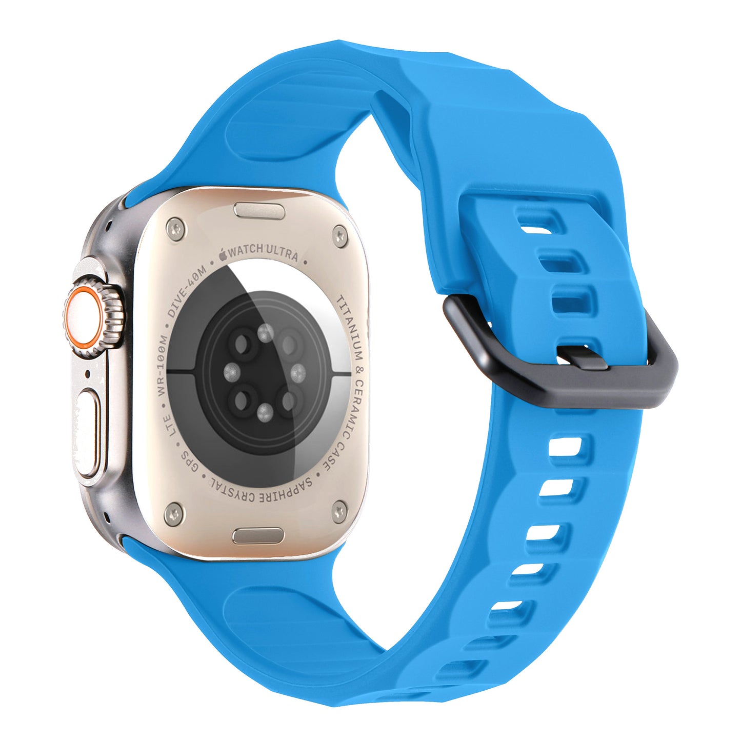 Uniqkart for Apple Watch Ultra 49mm / Series 8 7 45mm / 6 5 4 SE (2022) SE 44mm / 3 2 1 42mm Wave Surface Watch Band Silicone Watch Strap - Blue