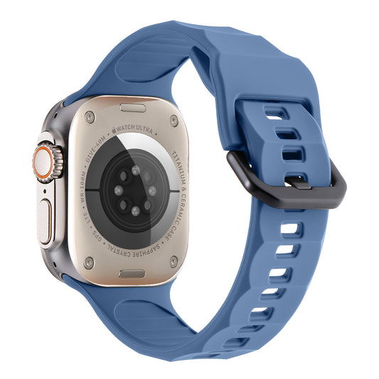 Uniqkart for Apple Watch Ultra 49mm / Series 8 7 45mm / 6 5 4 SE (2022) SE 44mm / 3 2 1 42mm Wave Surface Watch Band Silicone Watch Strap - Baby Blue