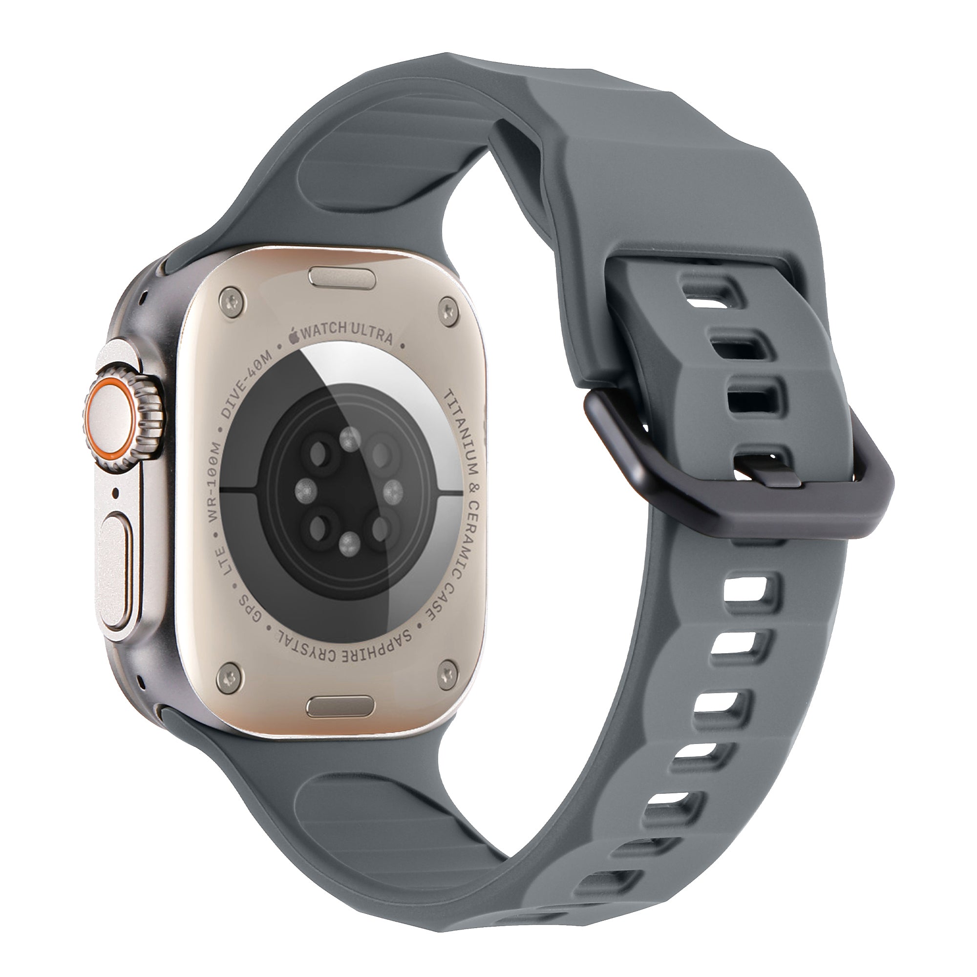 Uniqkart for Apple Watch Ultra 49mm / Series 8 7 45mm / 6 5 4 SE (2022) SE 44mm / 3 2 1 42mm Wave Surface Watch Band Silicone Watch Strap - Dark Grey