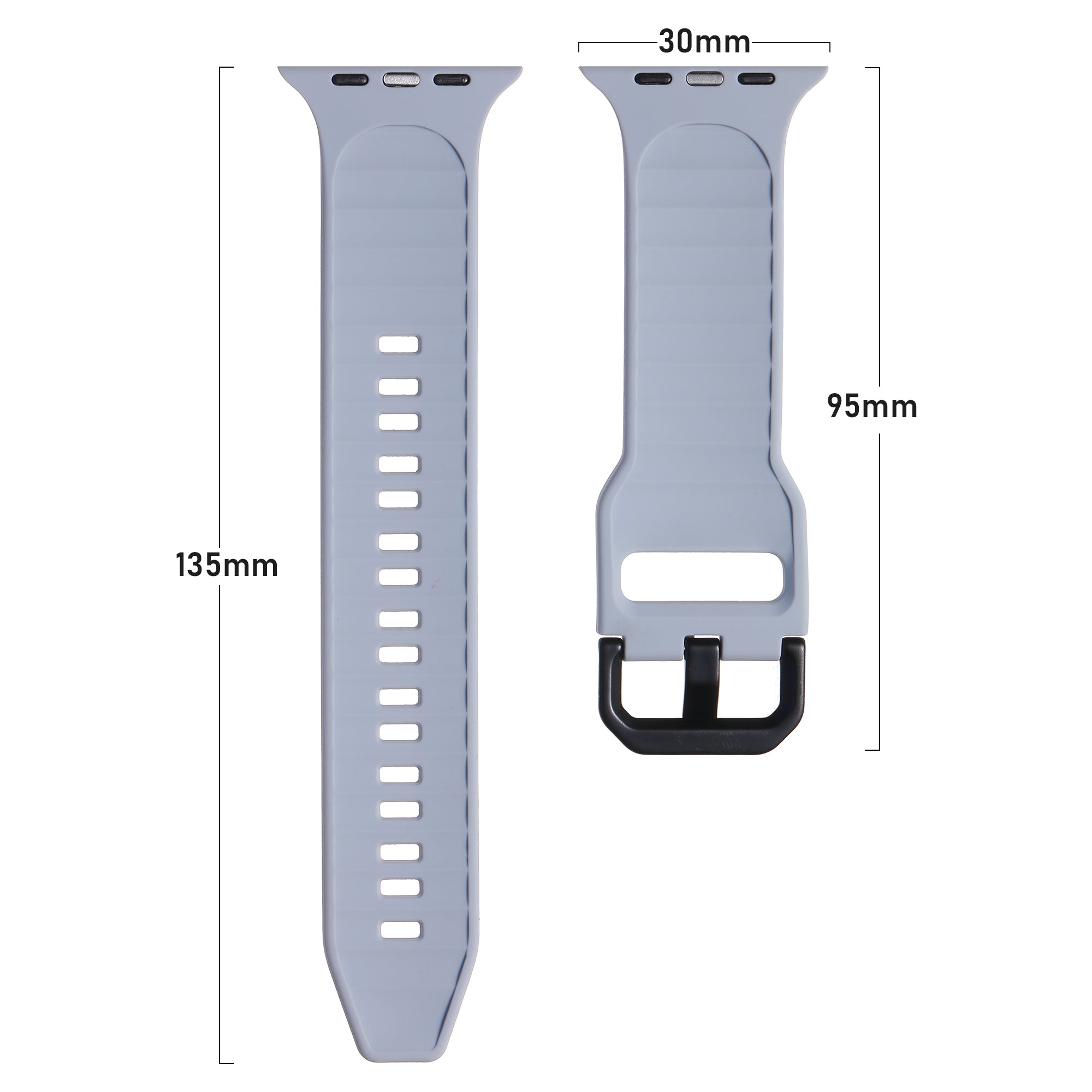 Uniqkart for Apple Watch Ultra 49mm / Series 8 7 45mm / 6 5 4 SE (2022) SE 44mm / 3 2 1 42mm Wave Surface Watch Band Silicone Watch Strap - Dark Grey