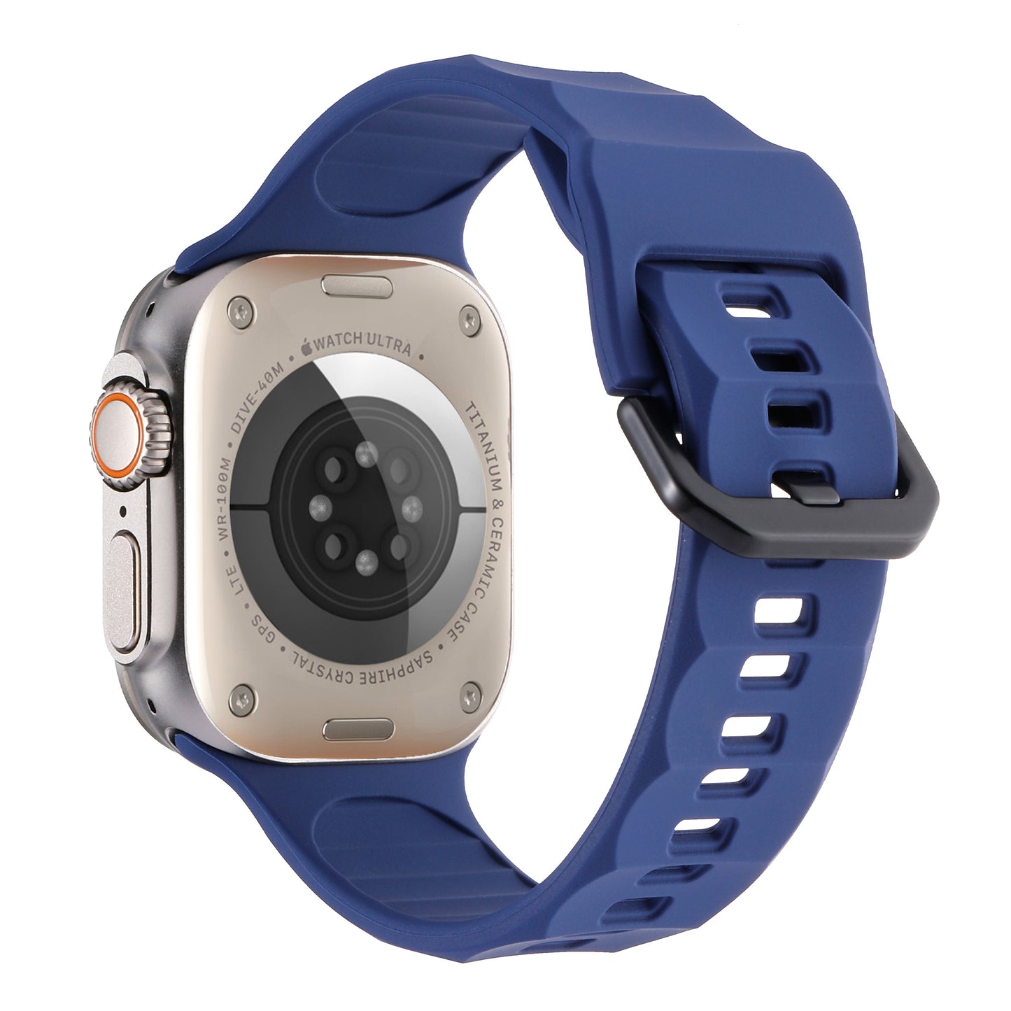 Uniqkart for Apple Watch Ultra 49mm / Series 8 7 45mm / 6 5 4 SE (2022) SE 44mm / 3 2 1 42mm Wave Surface Watch Band Silicone Watch Strap - Dark Blue