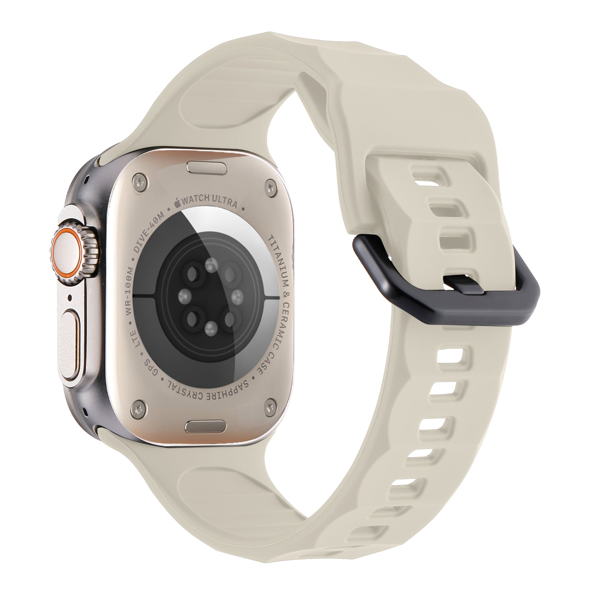 Uniqkart for Apple Watch Ultra 49mm / Series 8 7 45mm / 6 5 4 SE (2022) SE 44mm / 3 2 1 42mm Wave Surface Watch Band Silicone Watch Strap - Starlight