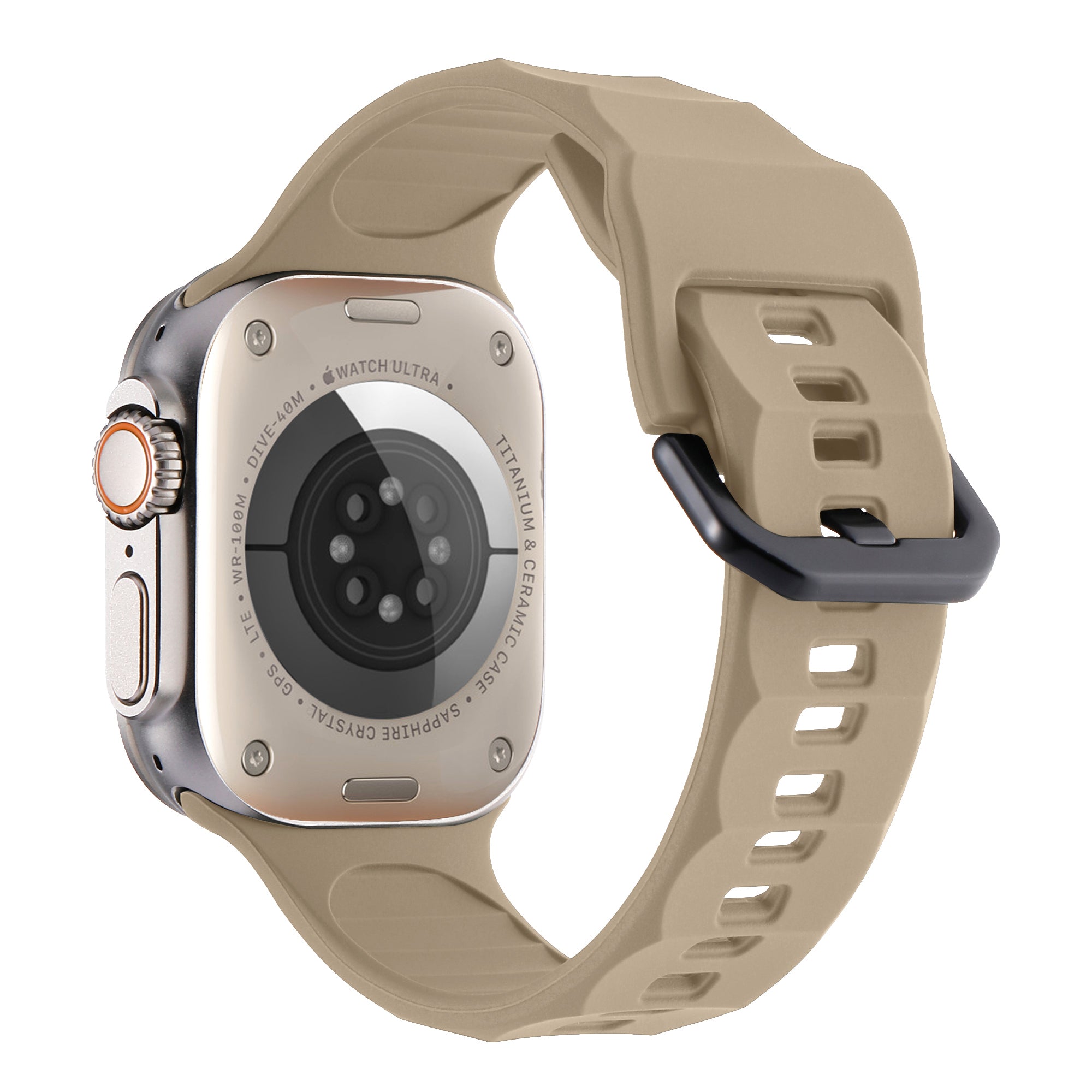 Uniqkart for Apple Watch Ultra 49mm / Series 8 7 45mm / 6 5 4 SE (2022) SE 44mm / 3 2 1 42mm Wave Surface Watch Band Silicone Watch Strap - Brown
