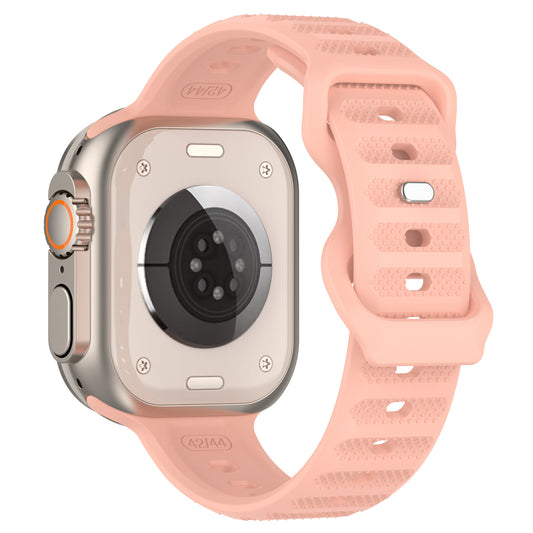 Uniqkart for Apple Watch Ultra 49mm / Series 8 7 45mm / 6 5 4 SE (2022) SE 44mm / 3 2 1 42mm Dot Surface Watch Strap Silicone Watchband - Pink