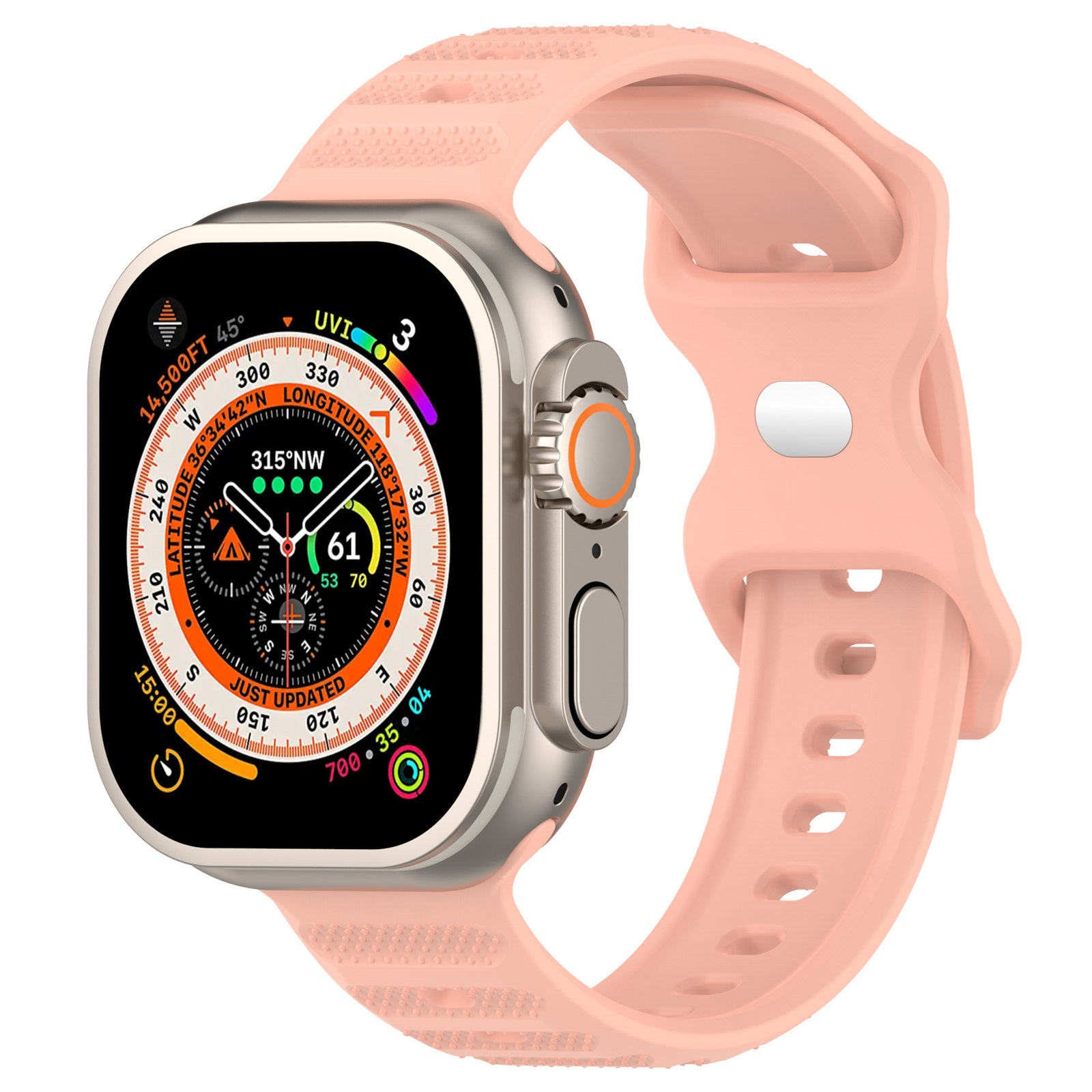 Uniqkart for Apple Watch Ultra 49mm / Series 8 7 45mm / 6 5 4 SE (2022) SE 44mm / 3 2 1 42mm Dot Surface Watch Strap Silicone Watchband - Pink