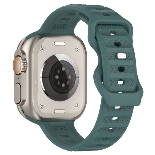 Uniqkart for Apple Watch Ultra 49mm / Series 8 7 45mm / 6 5 4 SE (2022) SE 44mm / 3 2 1 42mm Dot Surface Watch Strap Silicone Watchband - Green
