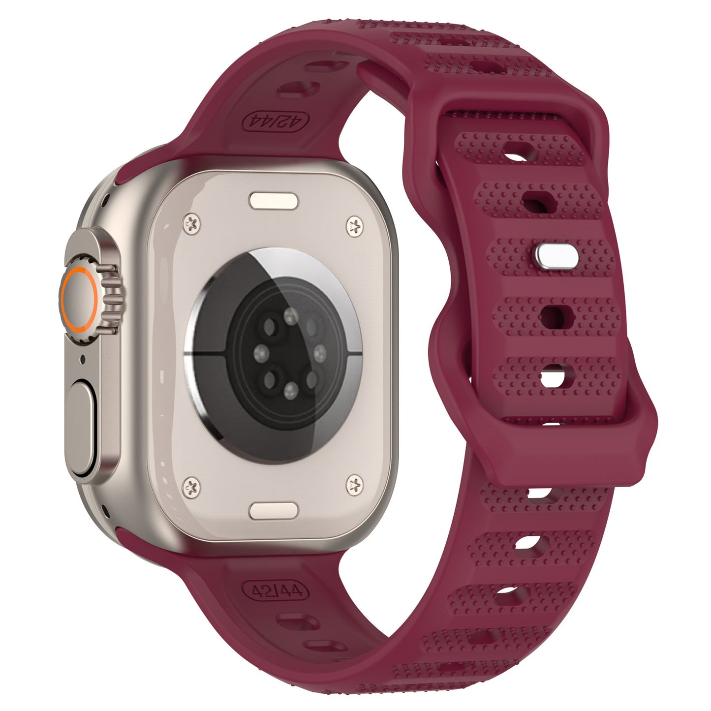 Uniqkart for Apple Watch Ultra 49mm / Series 8 7 45mm / 6 5 4 SE (2022) SE 44mm / 3 2 1 42mm Dot Surface Watch Strap Silicone Watchband - Wine Red