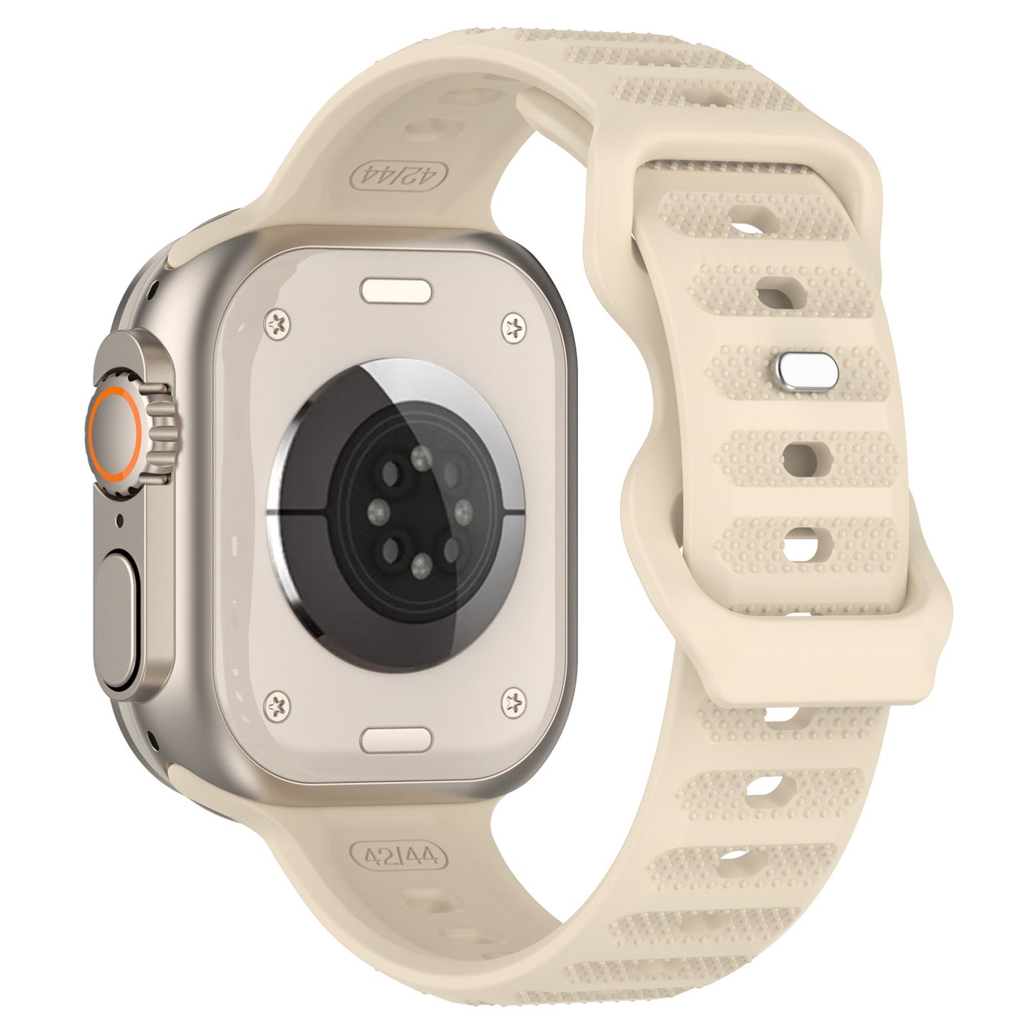 Uniqkart for Apple Watch Ultra 49mm / Series 8 7 45mm / 6 5 4 SE (2022) SE 44mm / 3 2 1 42mm Dot Surface Watch Strap Silicone Watchband - Khaki
