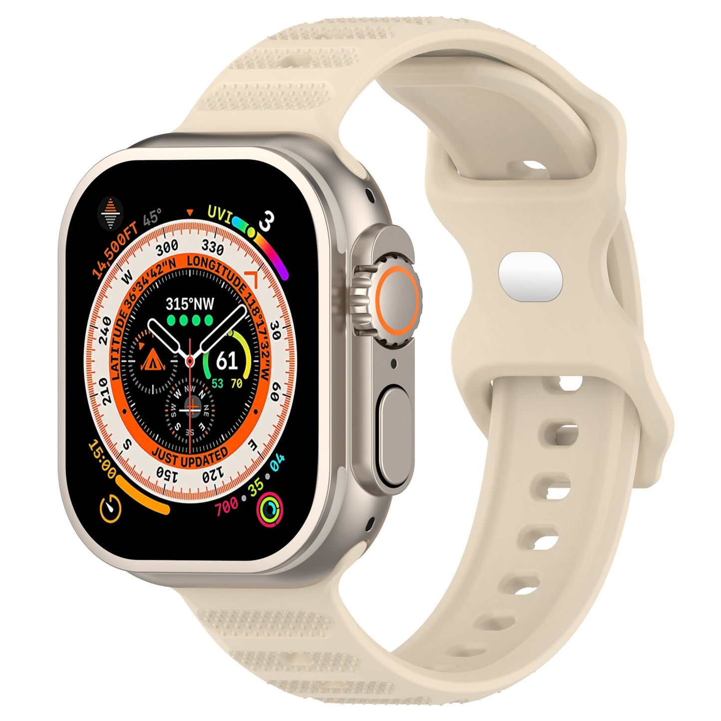Uniqkart for Apple Watch Ultra 49mm / Series 8 7 45mm / 6 5 4 SE (2022) SE 44mm / 3 2 1 42mm Dot Surface Watch Strap Silicone Watchband - Khaki