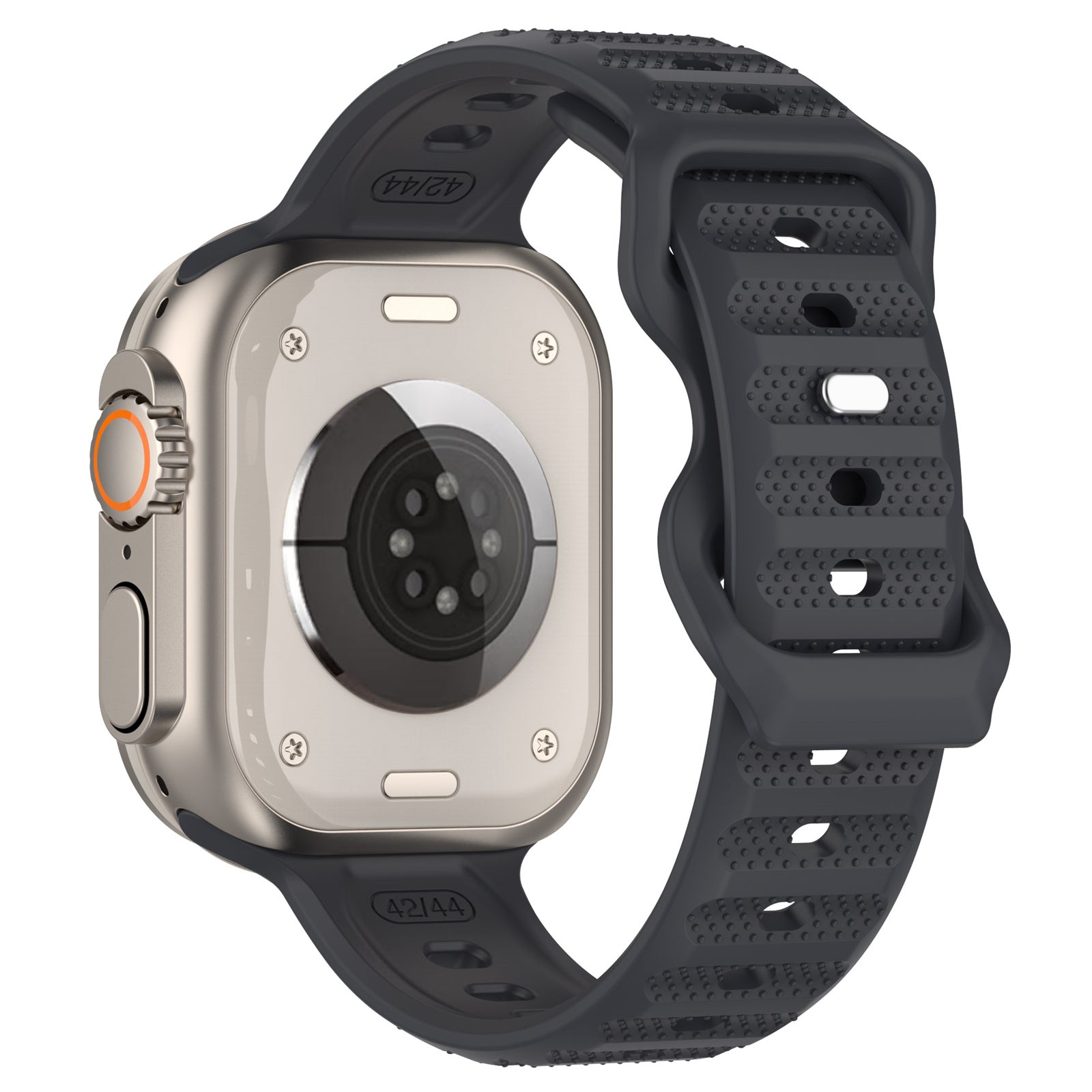 Uniqkart for Apple Watch Ultra 49mm / Series 8 7 45mm / 6 5 4 SE (2022) SE 44mm / 3 2 1 42mm Dot Surface Watch Strap Silicone Watchband - Dark Grey