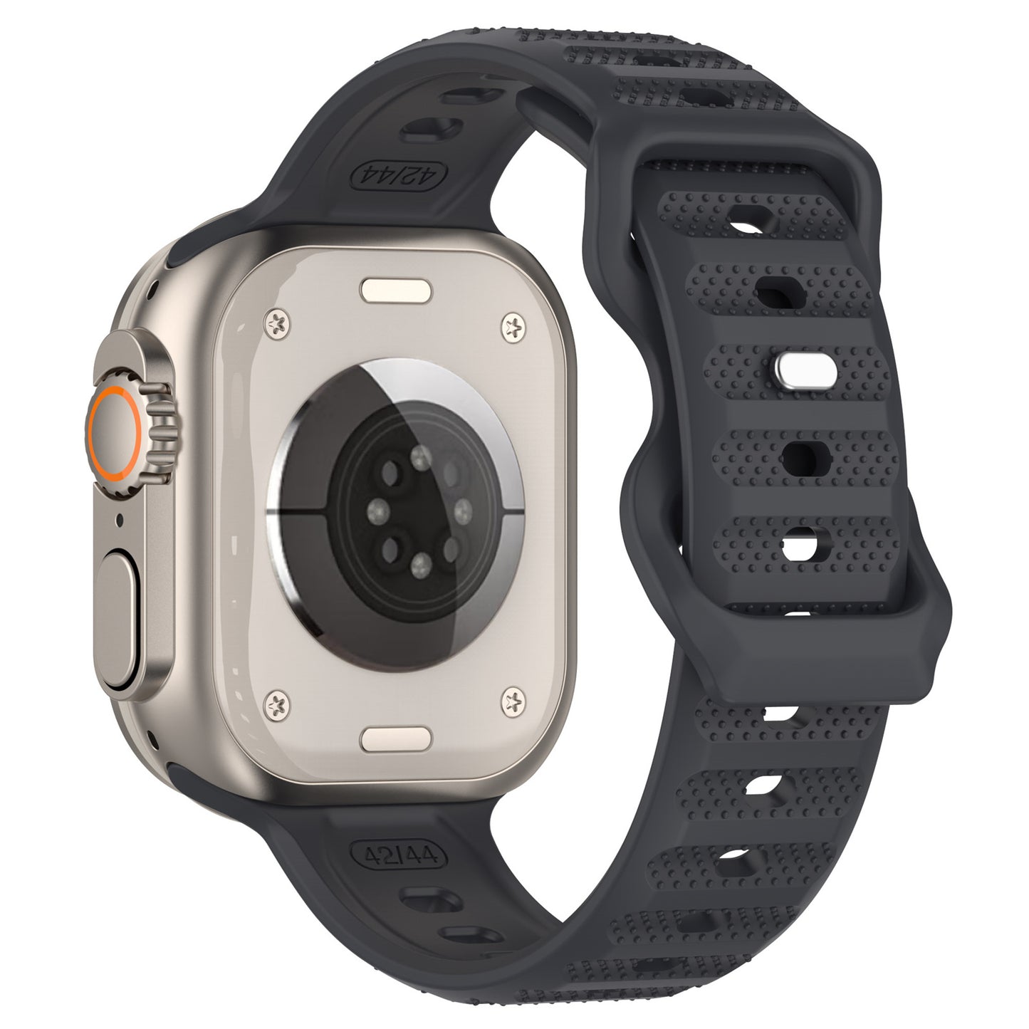 Uniqkart for Apple Watch Ultra 49mm / Series 8 7 45mm / 6 5 4 SE (2022) SE 44mm / 3 2 1 42mm Dot Surface Watch Strap Silicone Watchband - Dark Grey