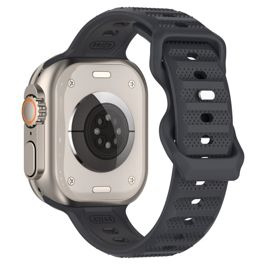 Uniqkart for Apple Watch Ultra 49mm / Series 8 7 45mm / 6 5 4 SE (2022) SE 44mm / 3 2 1 42mm Dot Surface Watch Strap Silicone Watchband - Dark Grey