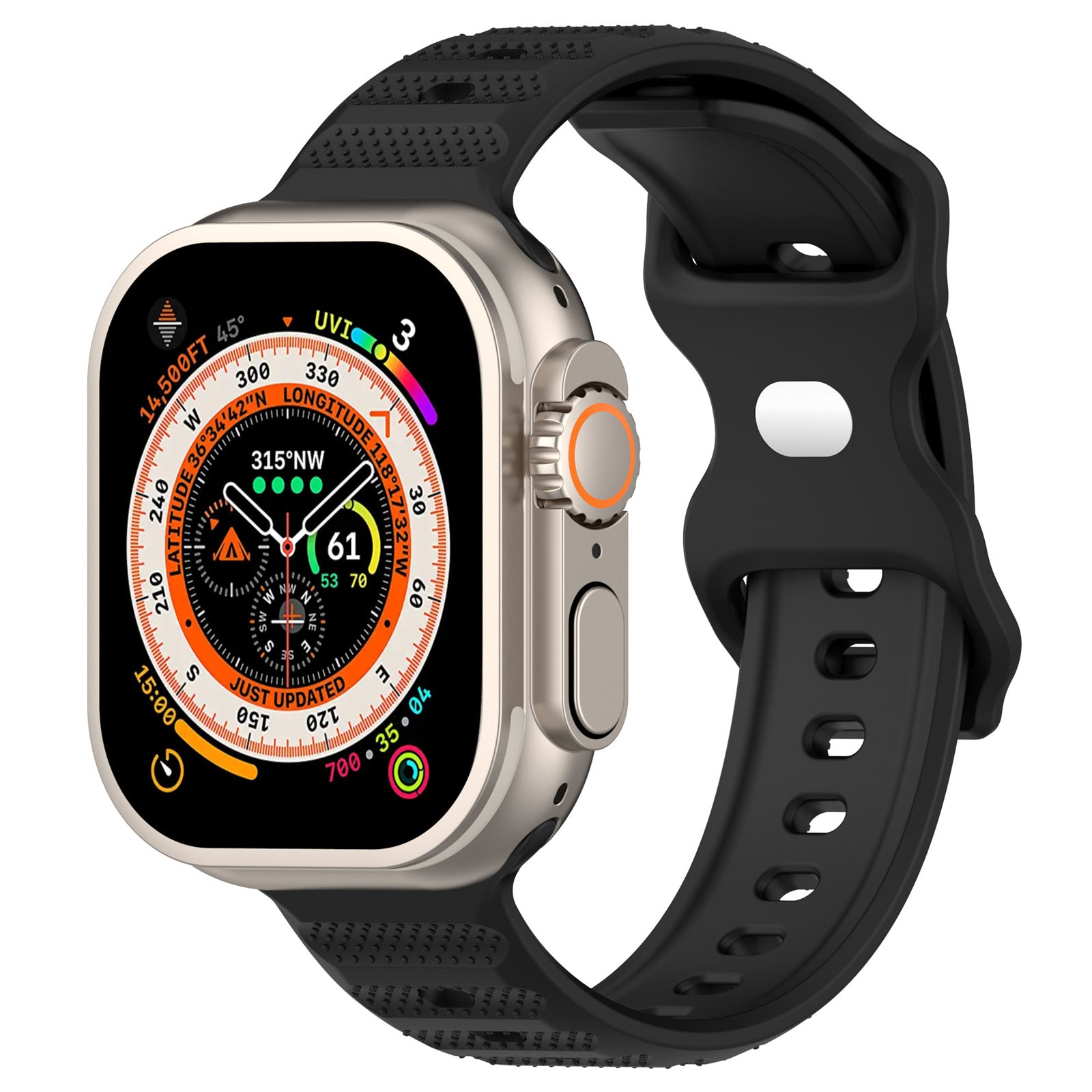 Uniqkart for Apple Watch Series 8 7 41mm / 6 5 4 SE (2022) SE 40mm / 3 2 1 38mm Silicone Watch Strap Dot Surface Watch Band - Black