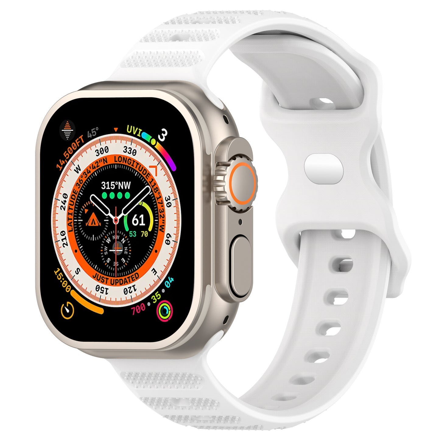 Uniqkart for Apple Watch Series 8 7 41mm / 6 5 4 SE (2022) SE 40mm / 3 2 1 38mm Silicone Watch Strap Dot Surface Watch Band - White