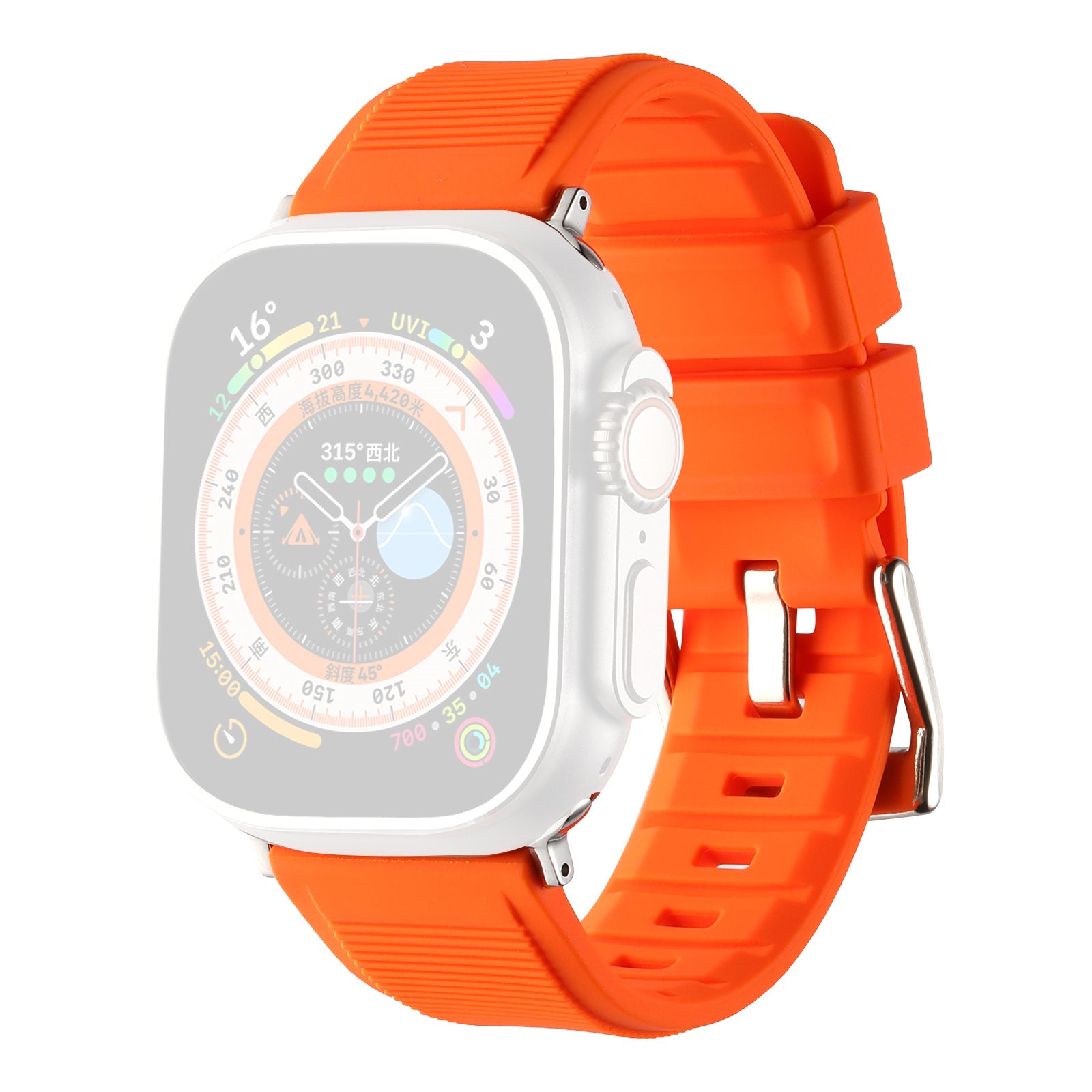 Uniqkart for Apple Watch Ultra 49mm / Series 8 7 45mm / 6 5 4 SE (2022) SE 44mm / 3 2 1 42mm Silicone Strap Dual Loop Watch Band - Orange