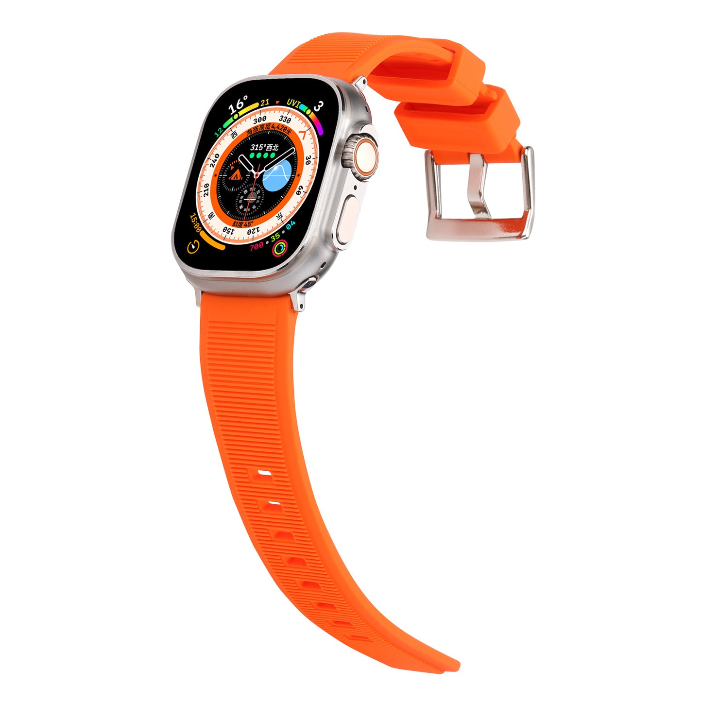Uniqkart for Apple Watch Ultra 49mm / Series 8 7 45mm / 6 5 4 SE (2022) SE 44mm / 3 2 1 42mm Silicone Strap Dual Loop Watch Band - Orange