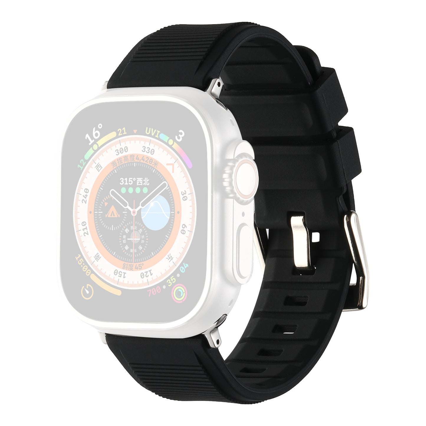 Uniqkart for Apple Watch Ultra 49mm / Series 8 7 45mm / 6 5 4 SE (2022) SE 44mm / 3 2 1 42mm Silicone Strap Dual Loop Watch Band - Black