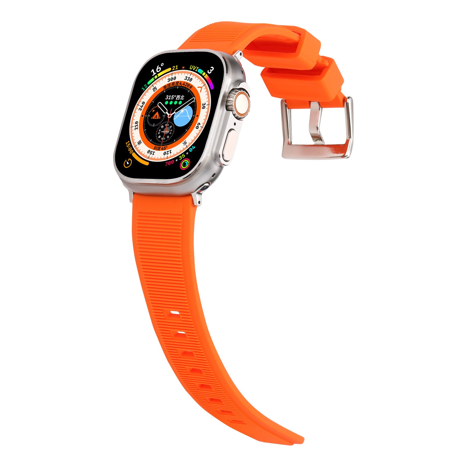 Uniqkart for Apple Watch Ultra 49mm / Series 8 7 45mm / 6 5 4 SE (2022) SE 44mm / 3 2 1 42mm Silicone Strap Dual Loop Watch Band - Blackish Green