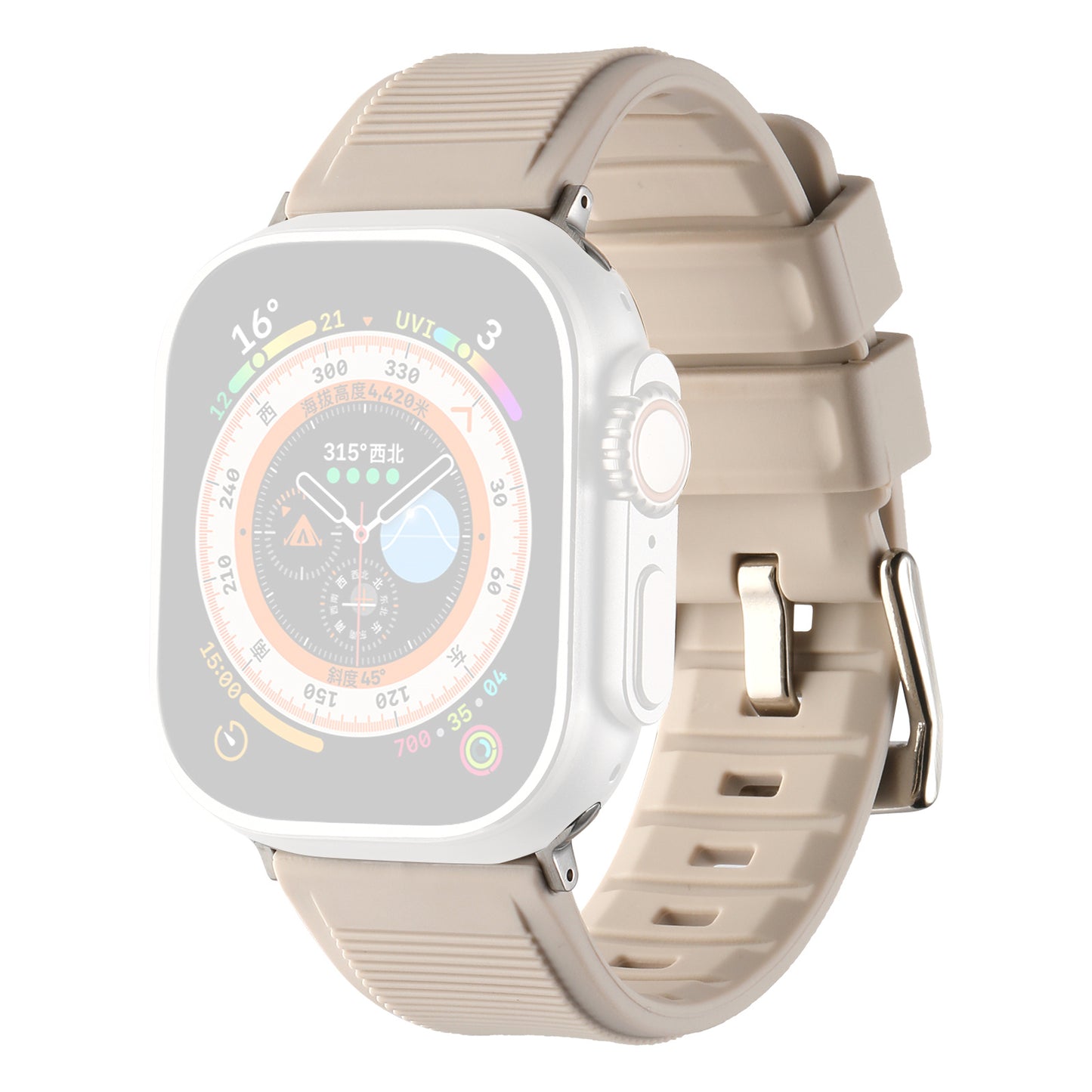 Uniqkart for Apple Watch Ultra 49mm / Series 8 7 45mm / 6 5 4 SE (2022) SE 44mm / 3 2 1 42mm Silicone Strap Dual Loop Watch Band - Starlight