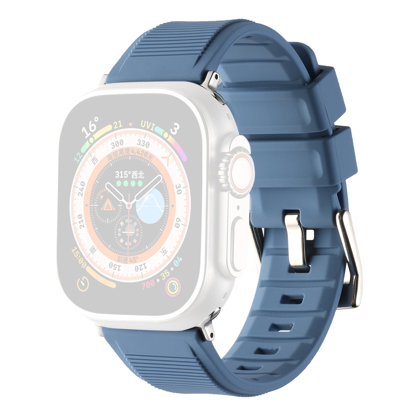 Uniqkart for Apple Watch Ultra 49mm / Series 8 7 45mm / 6 5 4 SE (2022) SE 44mm / 3 2 1 42mm Silicone Strap Dual Loop Watch Band - Baby Blue