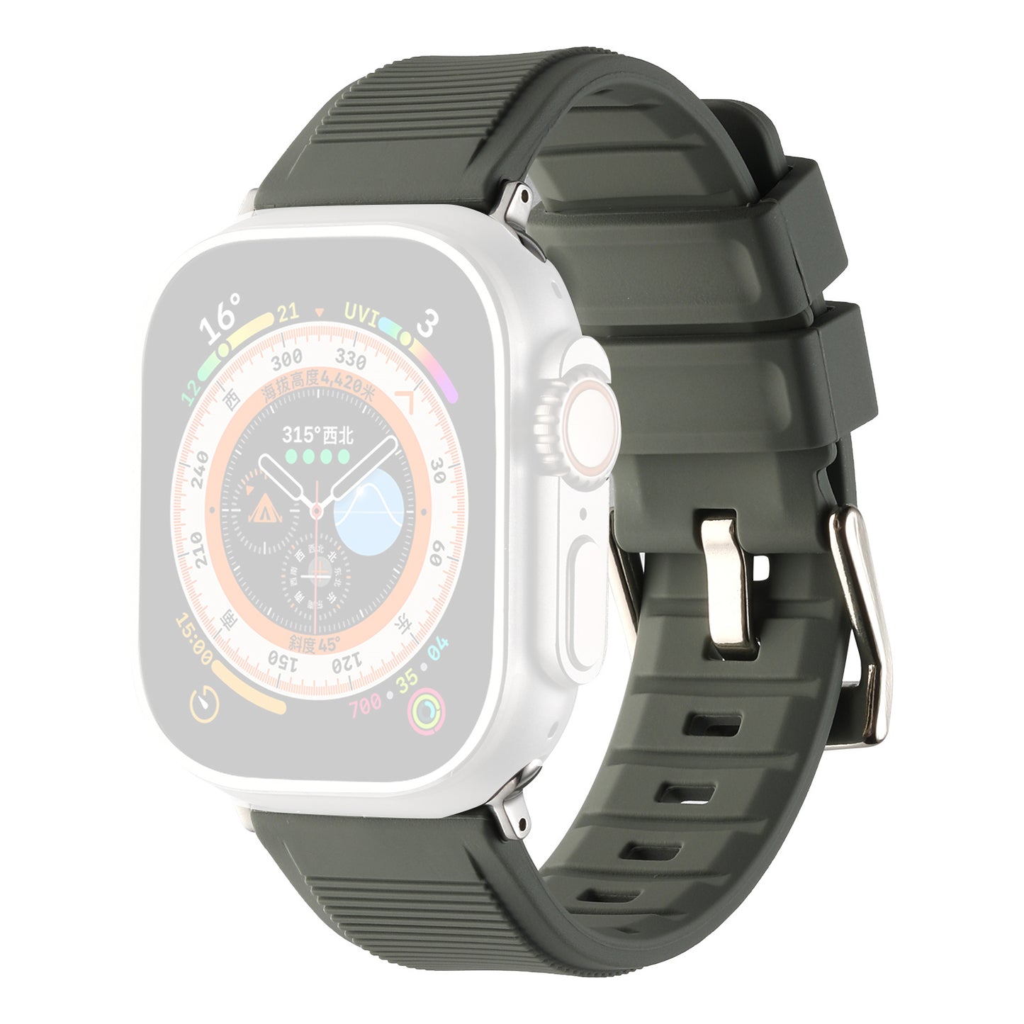 Uniqkart for Apple Watch Ultra 49mm / Series 8 7 45mm / 6 5 4 SE (2022) SE 44mm / 3 2 1 42mm Silicone Strap Dual Loop Watch Band - Dark Grey