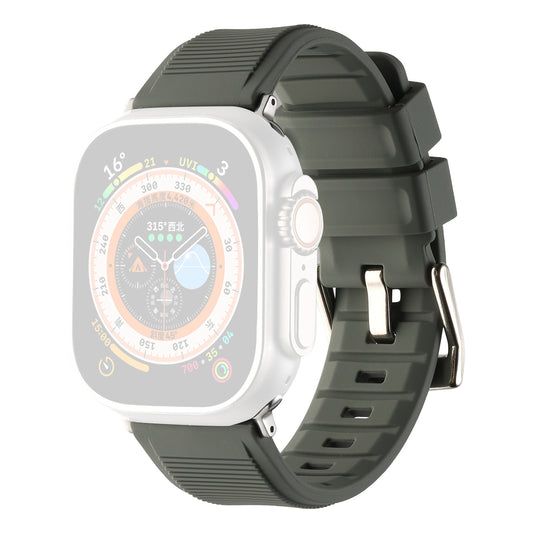 Uniqkart for Apple Watch Ultra 49mm / Series 8 7 45mm / 6 5 4 SE (2022) SE 44mm / 3 2 1 42mm Silicone Strap Dual Loop Watch Band - Dark Grey