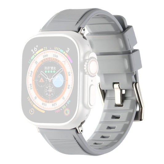 Uniqkart for Apple Watch Ultra 49mm / Series 8 7 45mm / 6 5 4 SE (2022) SE 44mm / 3 2 1 42mm Silicone Strap Dual Loop Watch Band - Space Grey