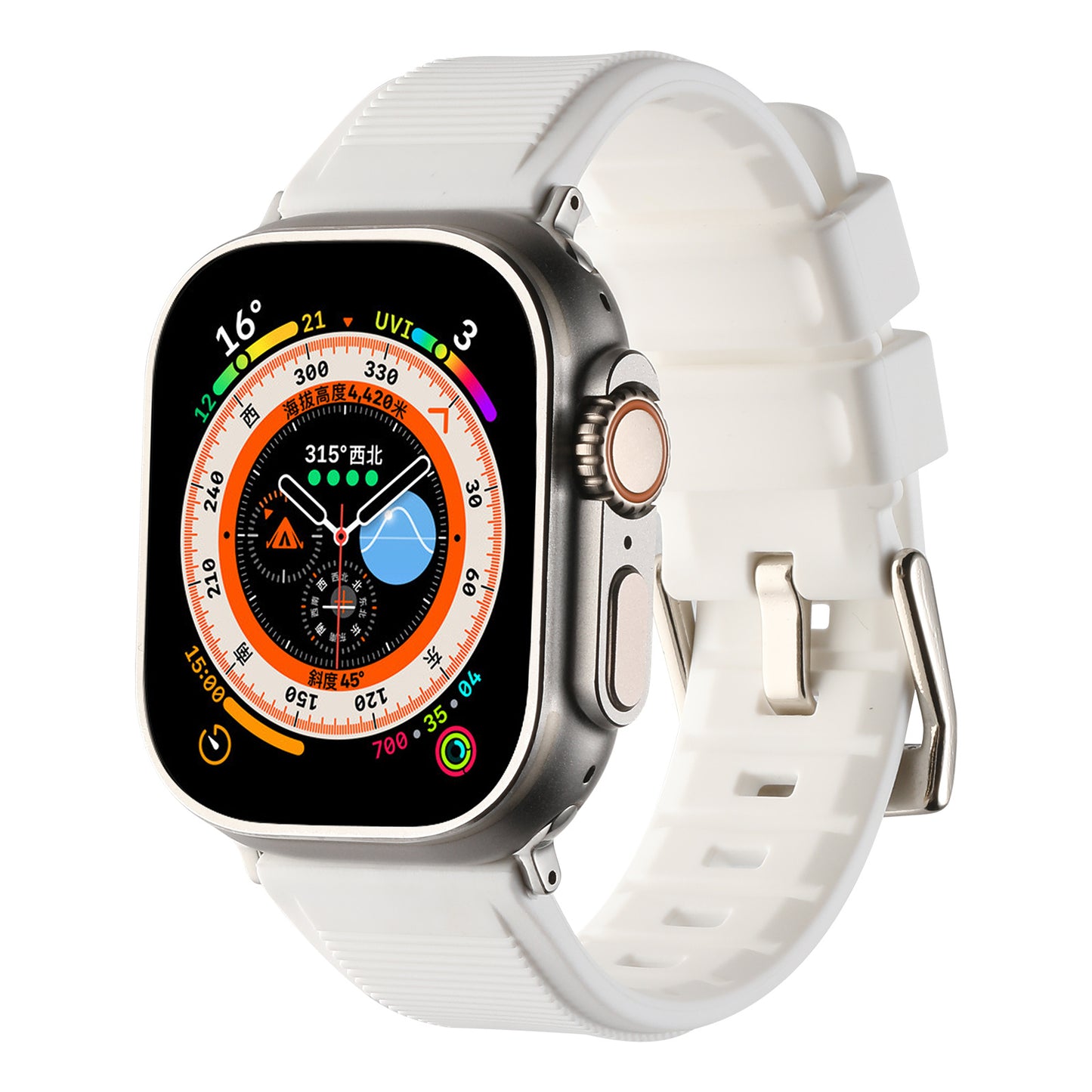 Uniqkart for Apple Watch Series 8 7 41mm / 6 5 4 SE (2022) SE 40mm / 3 2 1 38mm Silicone Watch Strap Dual Loop Watch Band - White