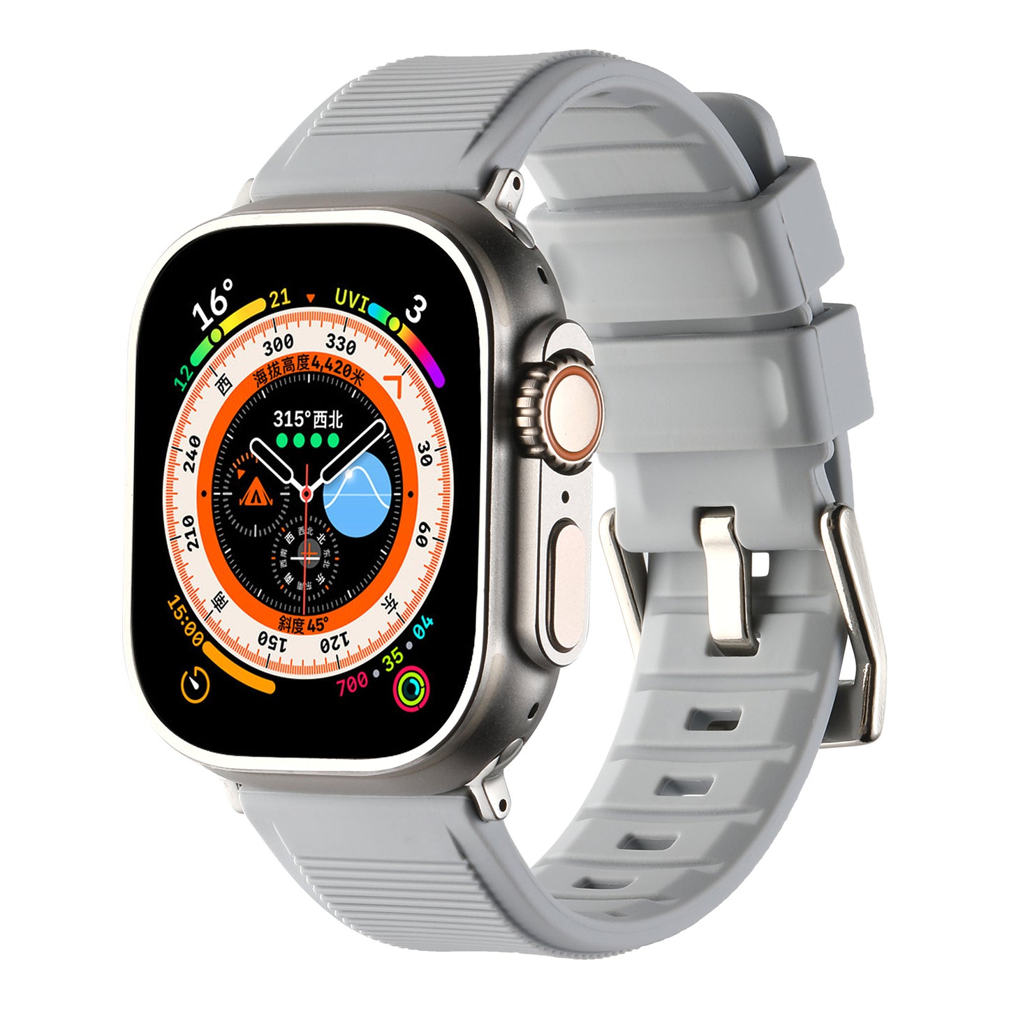 Uniqkart for Apple Watch Series 8 7 41mm / 6 5 4 SE (2022) SE 40mm / 3 2 1 38mm Silicone Watch Strap Dual Loop Watch Band - Space Grey
