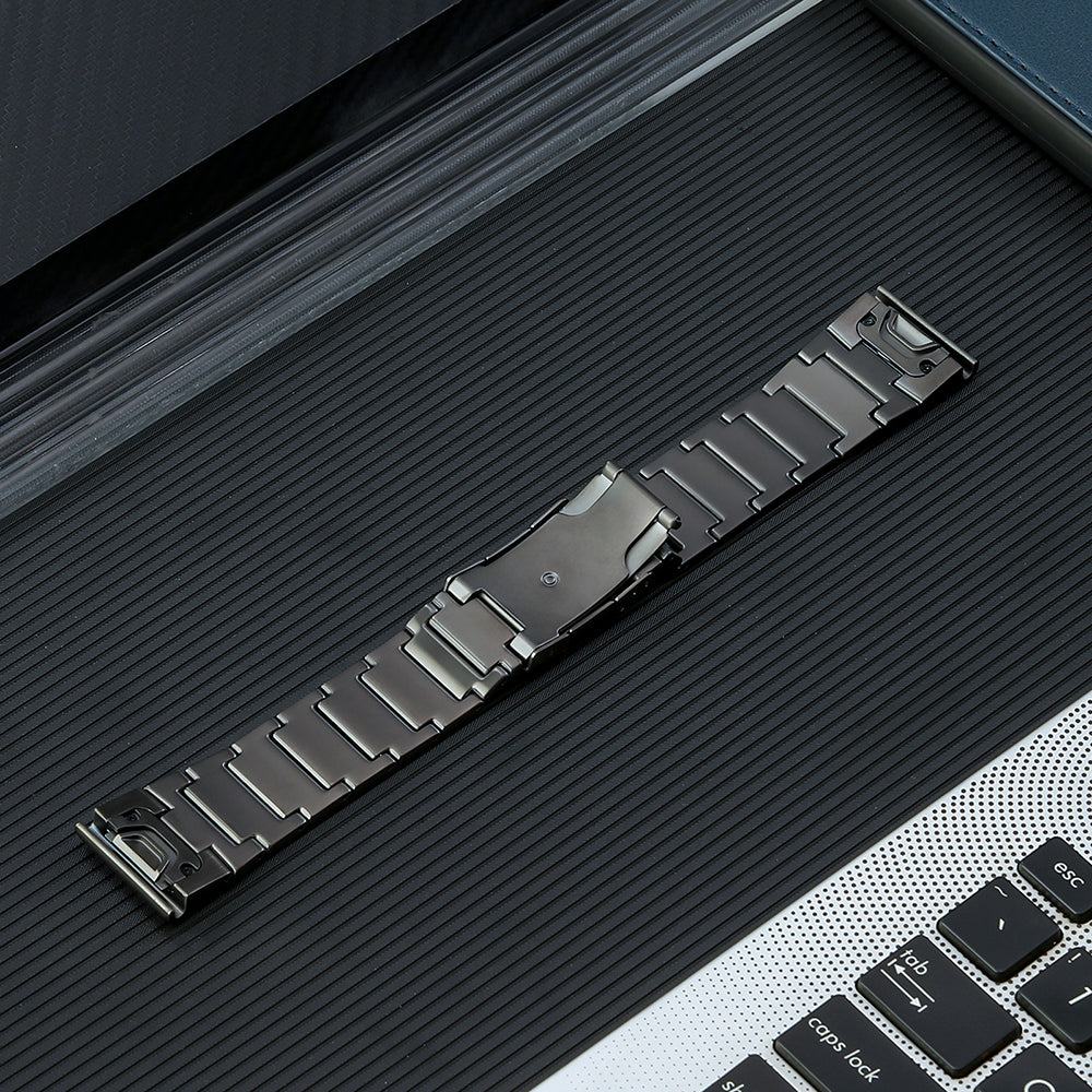 Quick Release Watch Band for Garmin Tactix 7 Pro / Fenix 7X / 6X Pro , 26mm 5 Beads Titanium Steel Watch Strap - Grey